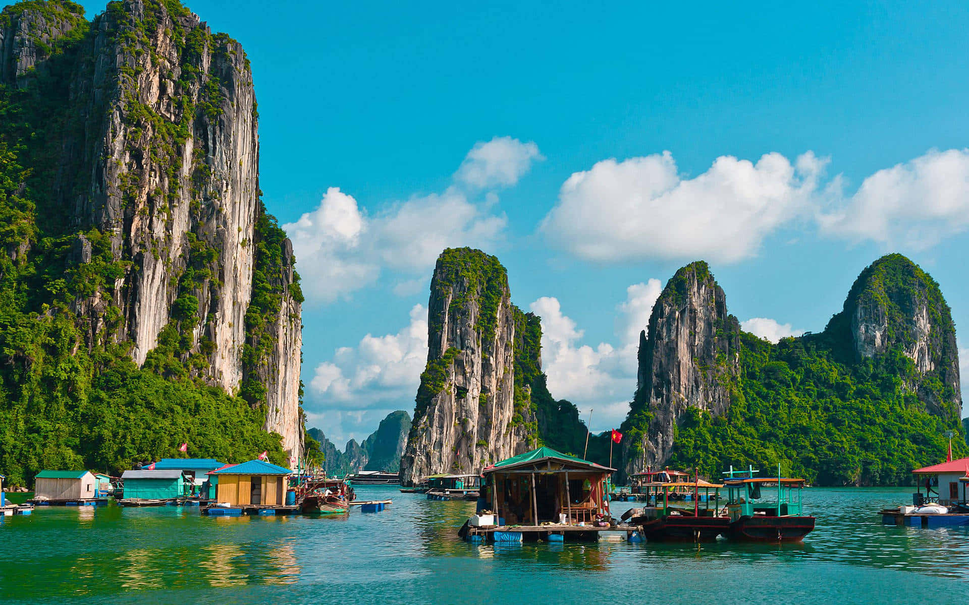 Vietnam's Halong Bay Floating Villages Background