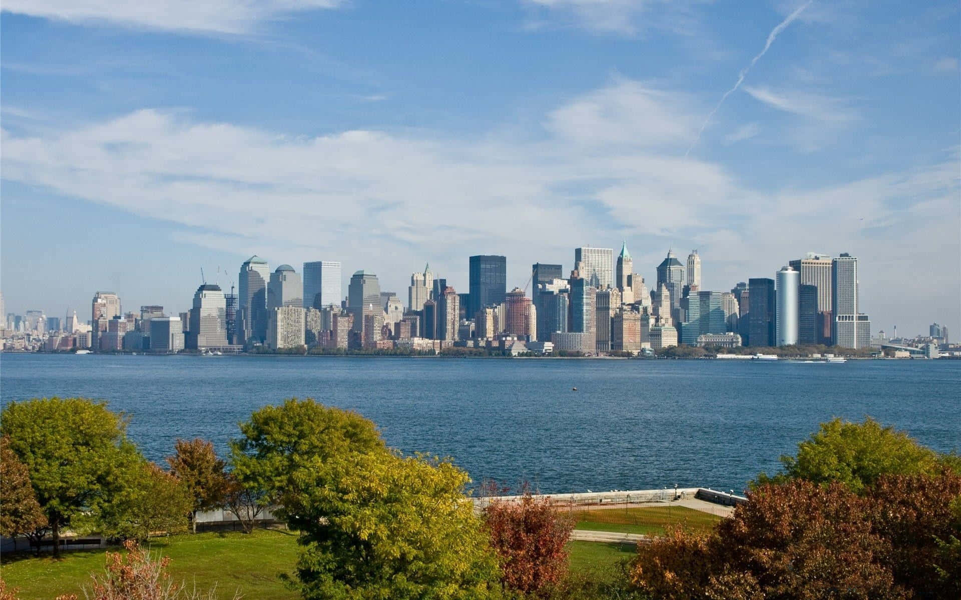 View From Afar Of New York City Laptop Background