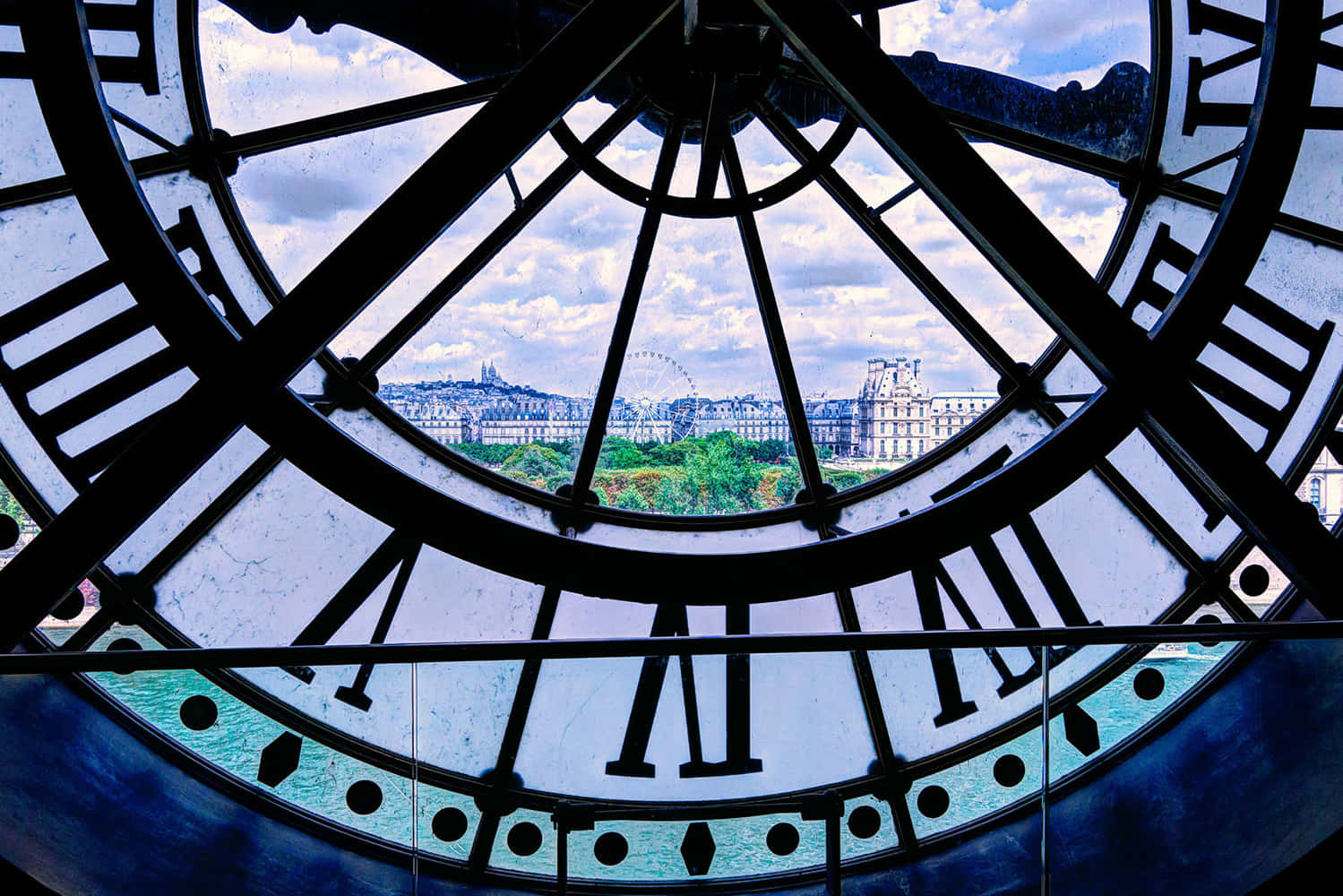 View From The Giant Clock Of Musée Dorsay Background
