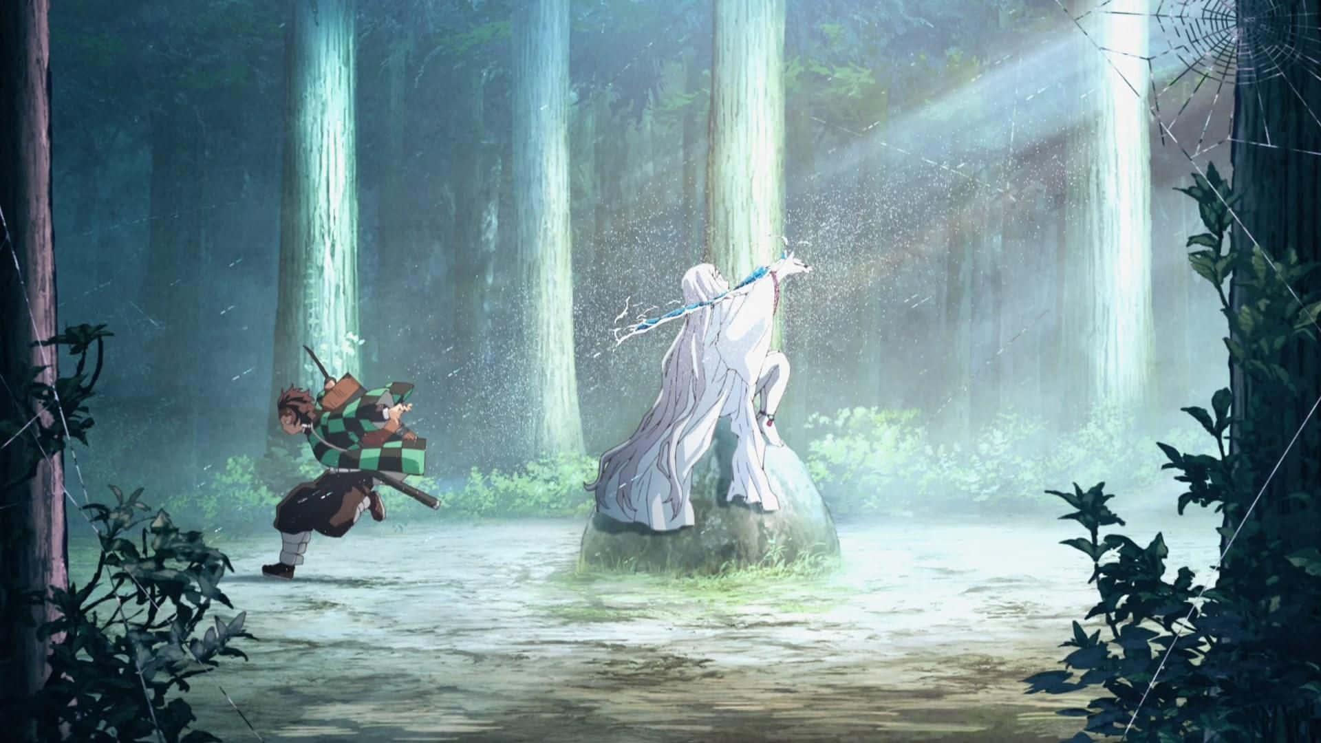 View Of A Rocky Mountain Pass Bathed In Sunlight, From The Popular Anime Series Demon Slayer Background