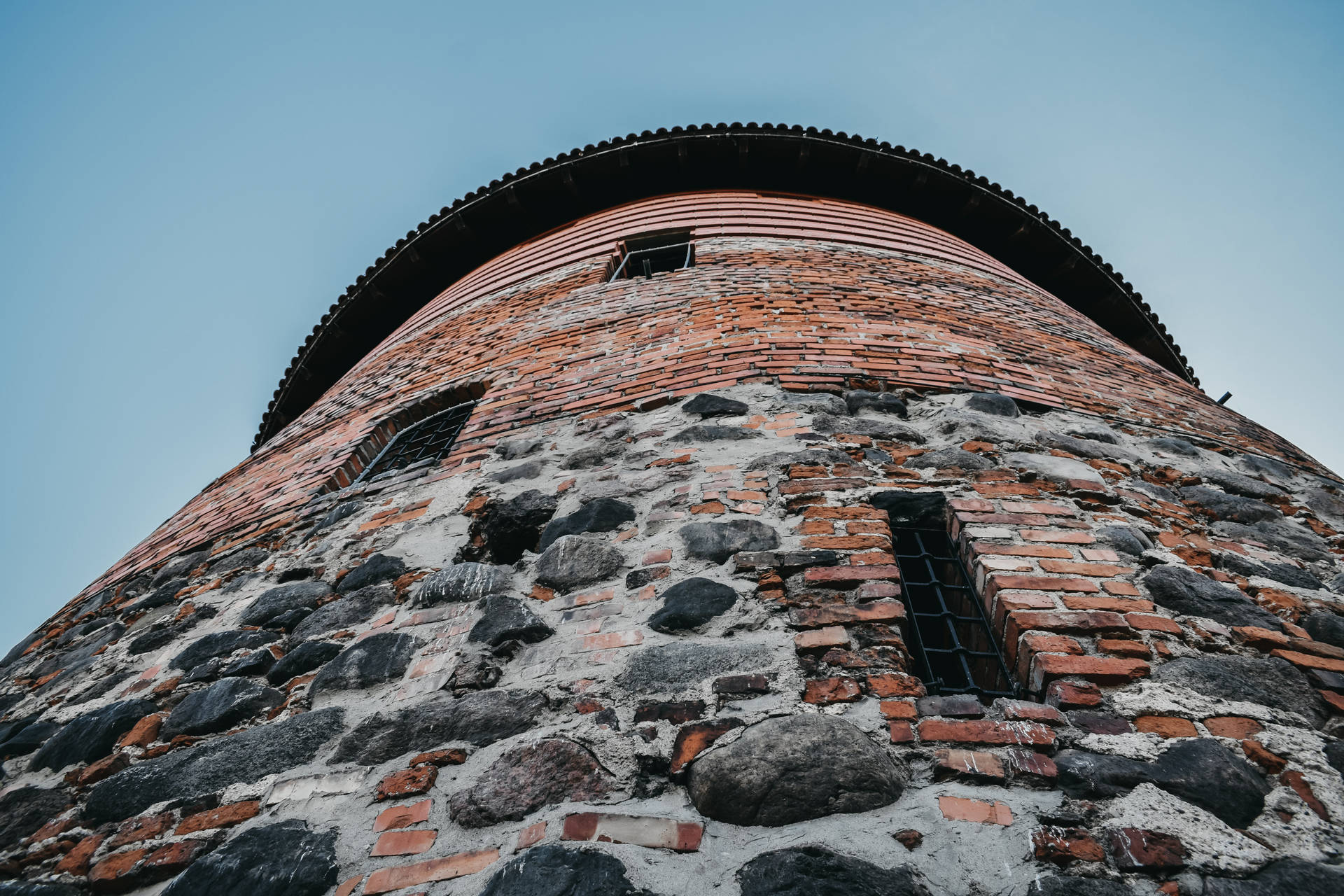 View Of Brick Tower In Lithuania Background