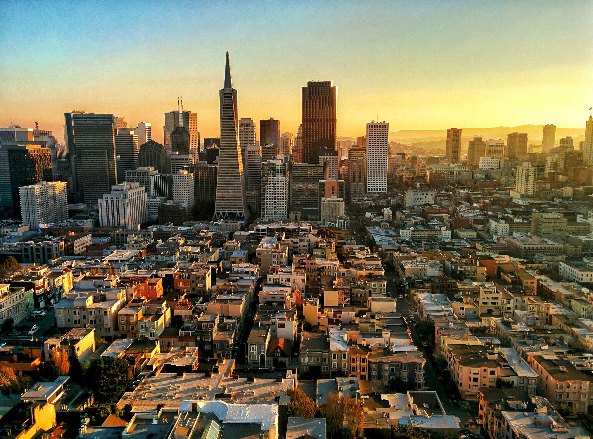 View Of Coit Tower In San Francisco Background