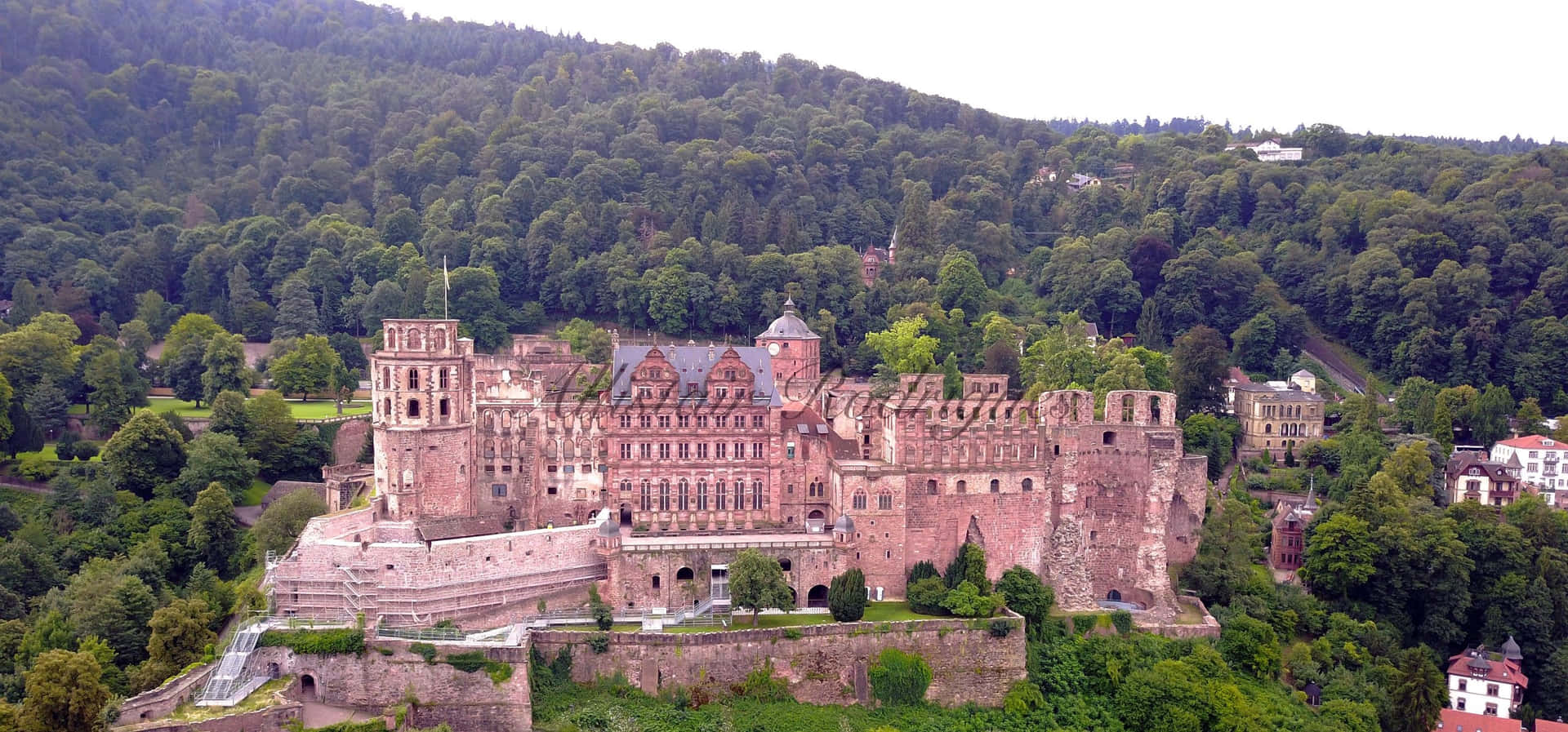 View Of Heidelberg Castle Old Ruins Background