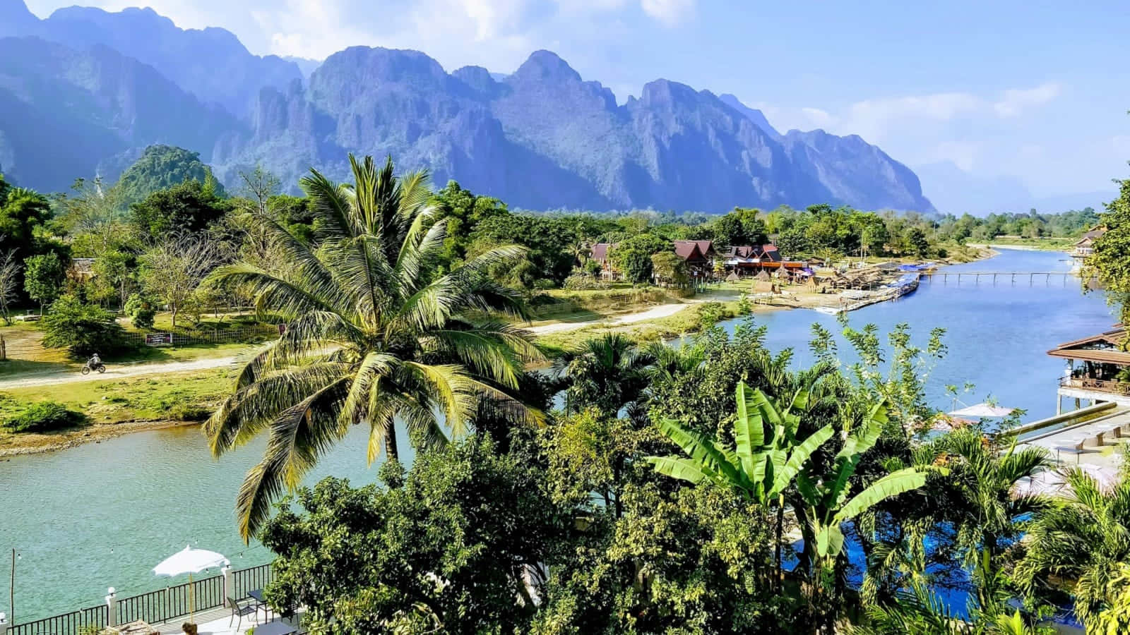 View Of Mekong River In Vientiane Background