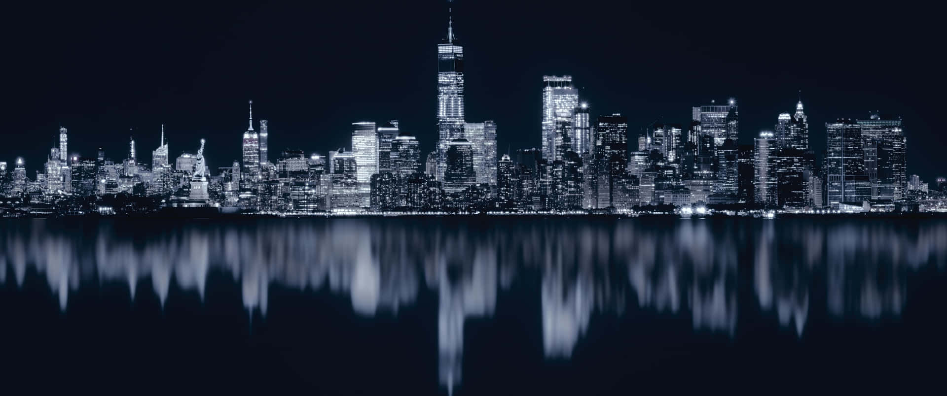 View Of New York City Skyline At Sunset Background