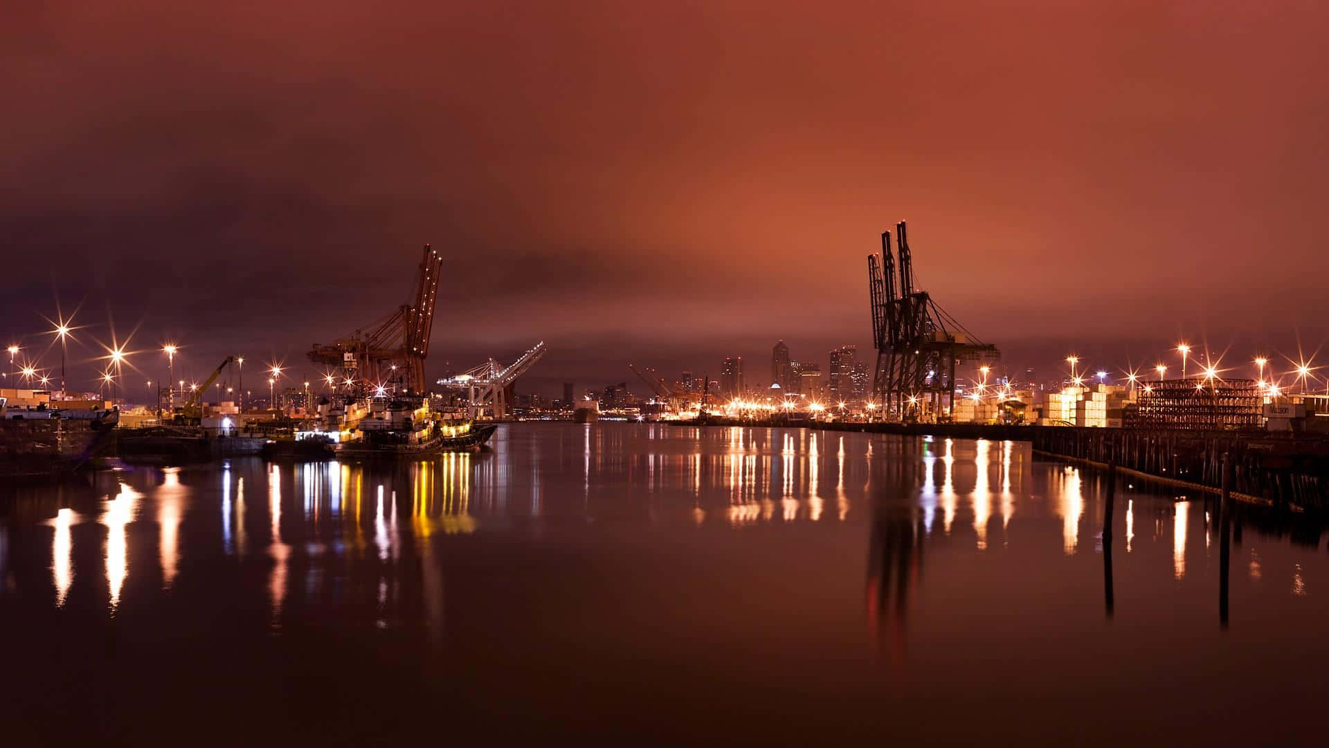 View Of Seattle At Dusk Background