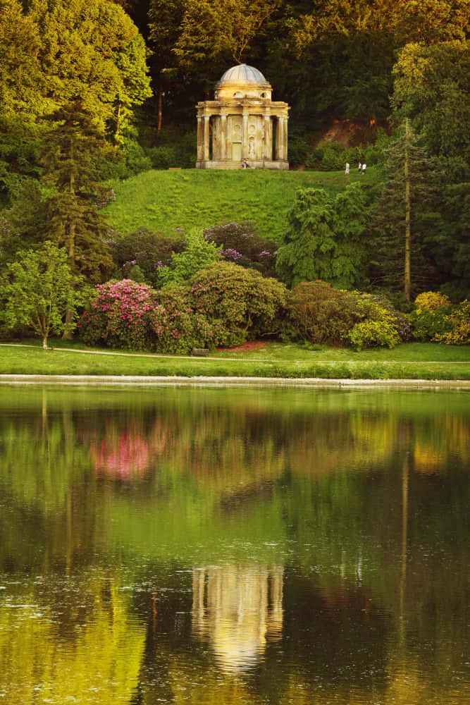View Of Temple Of Apollo In Stourhead Background