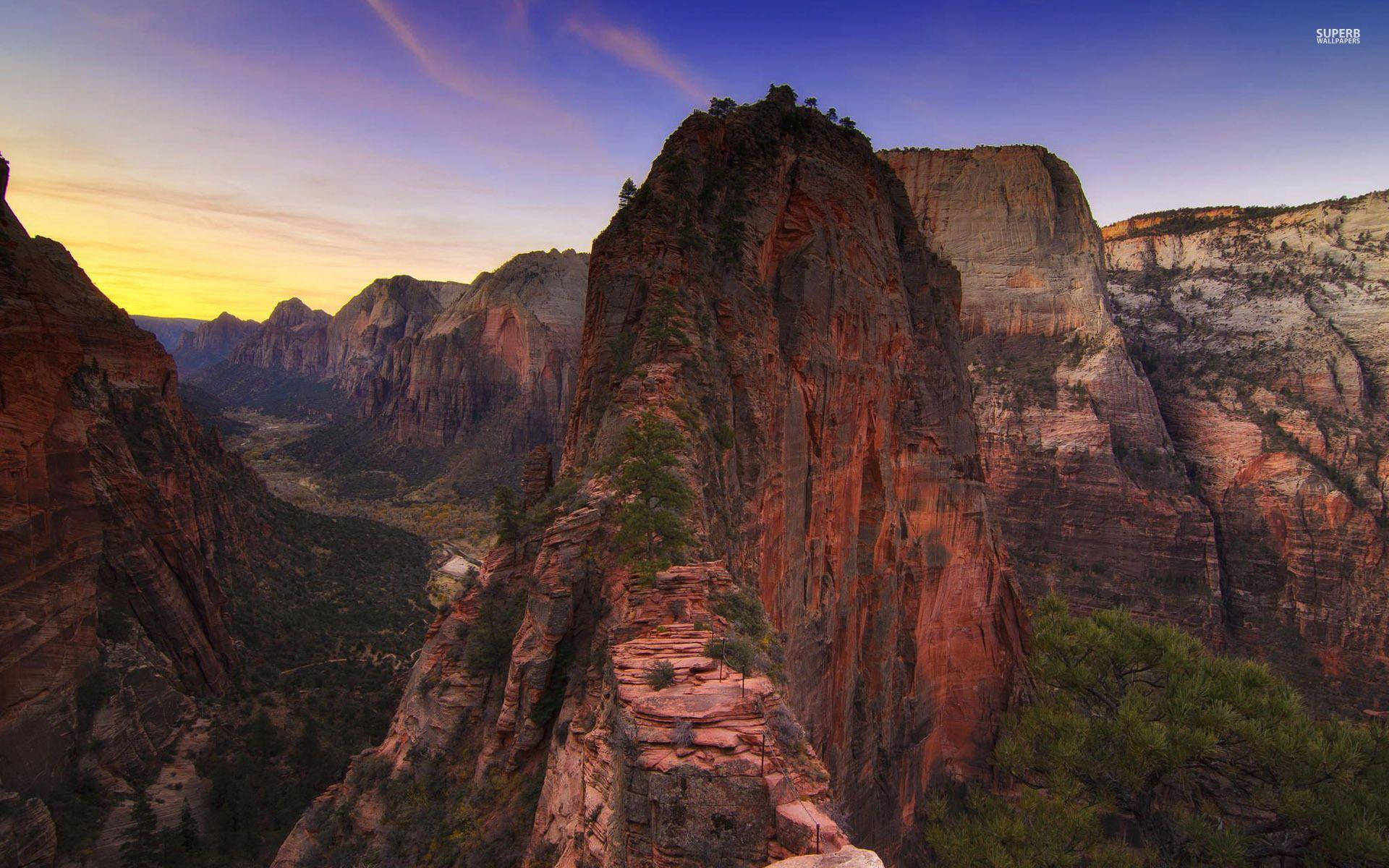 View Of The Angel's Landing In Zion National Park Background