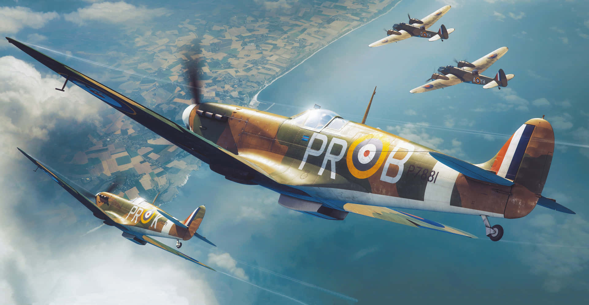 View Of The Iconic Wwii British Fighter, The Supermarine Spitfire Background