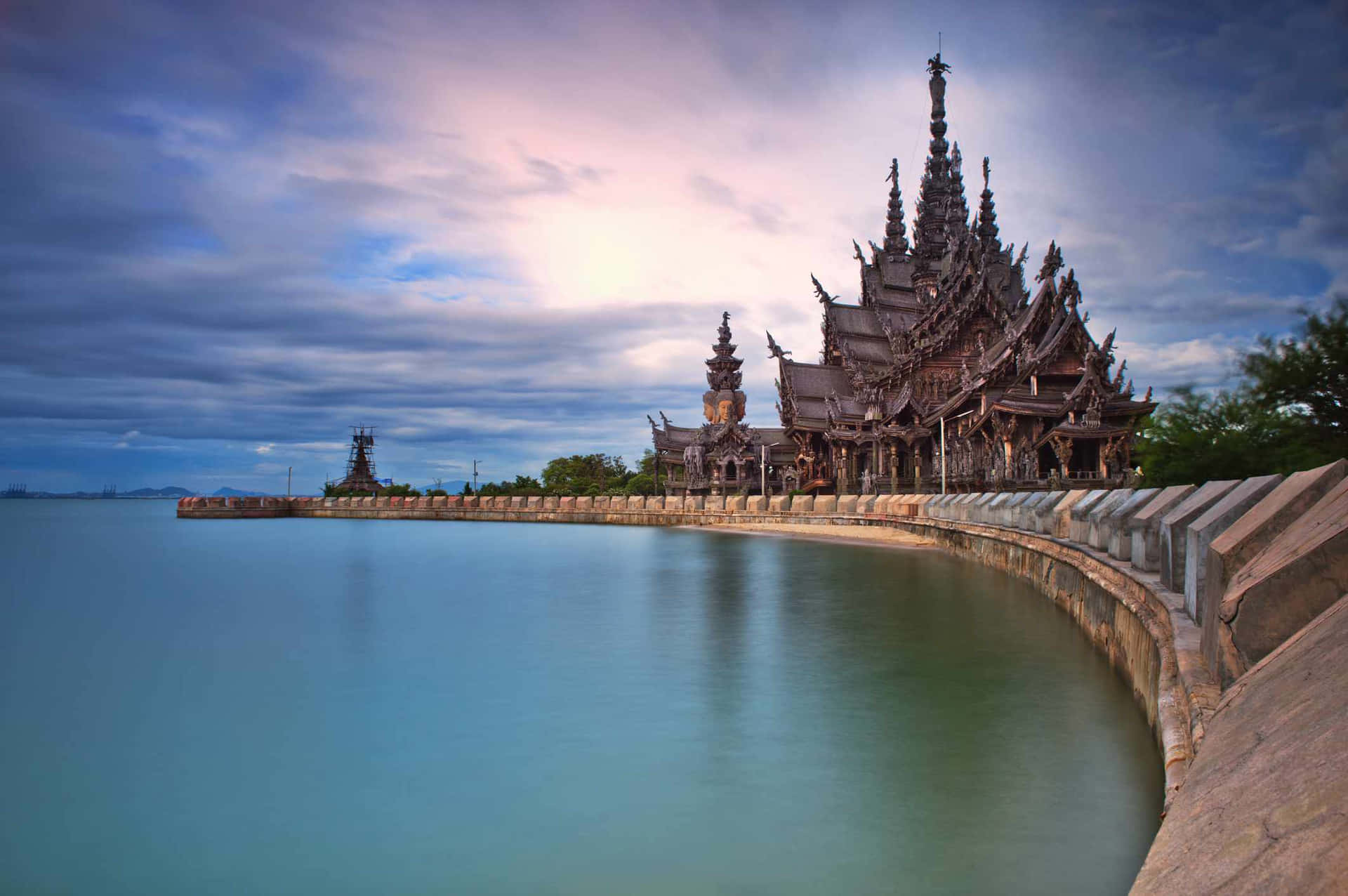 View Of The Sanctuary Of Truth From Coast Background