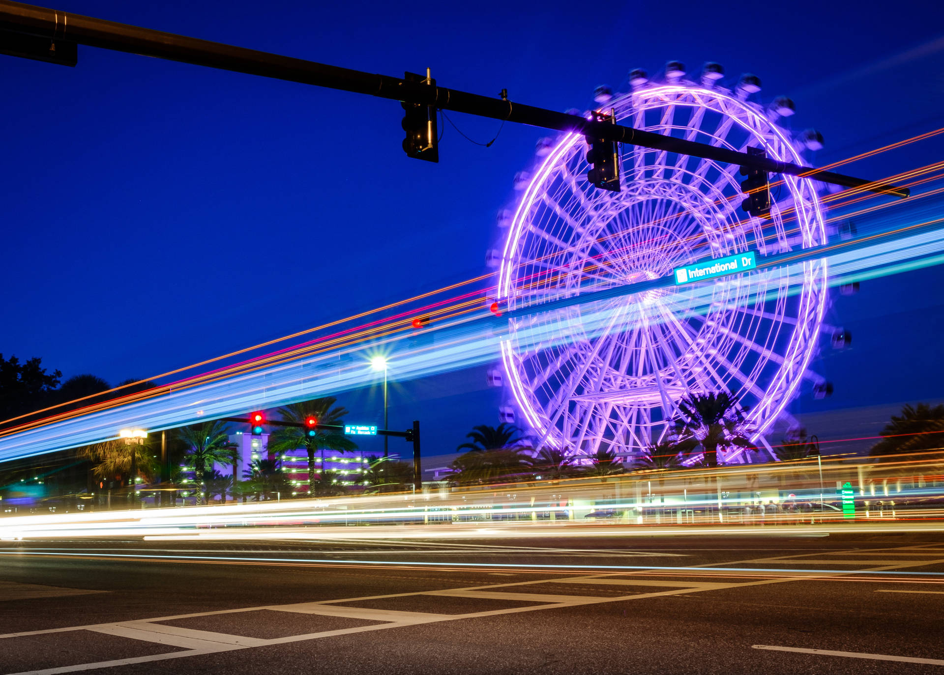 View Of The Wheel At Icon Park, Orlando Background