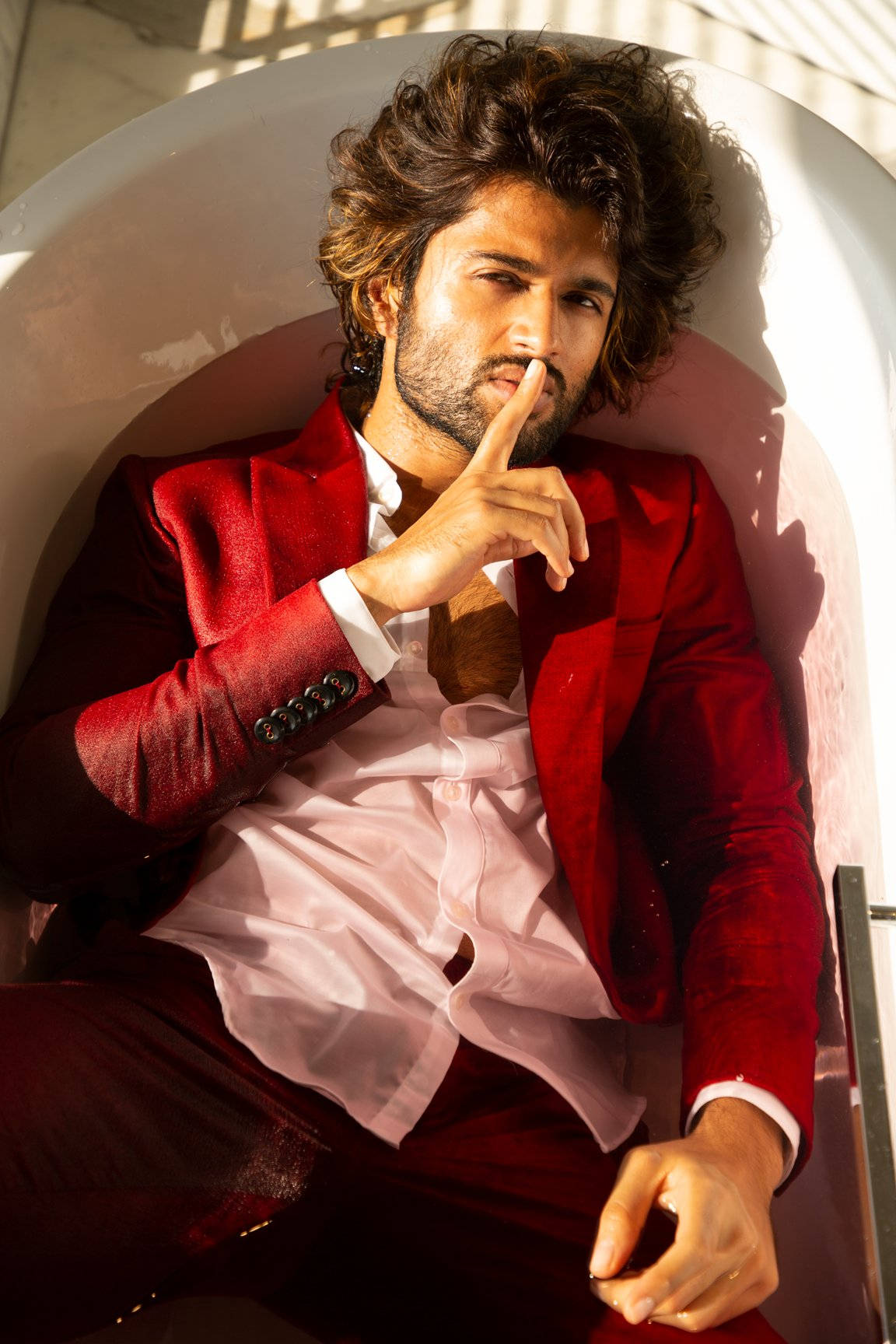 Vijay Devarakonda Red Suit