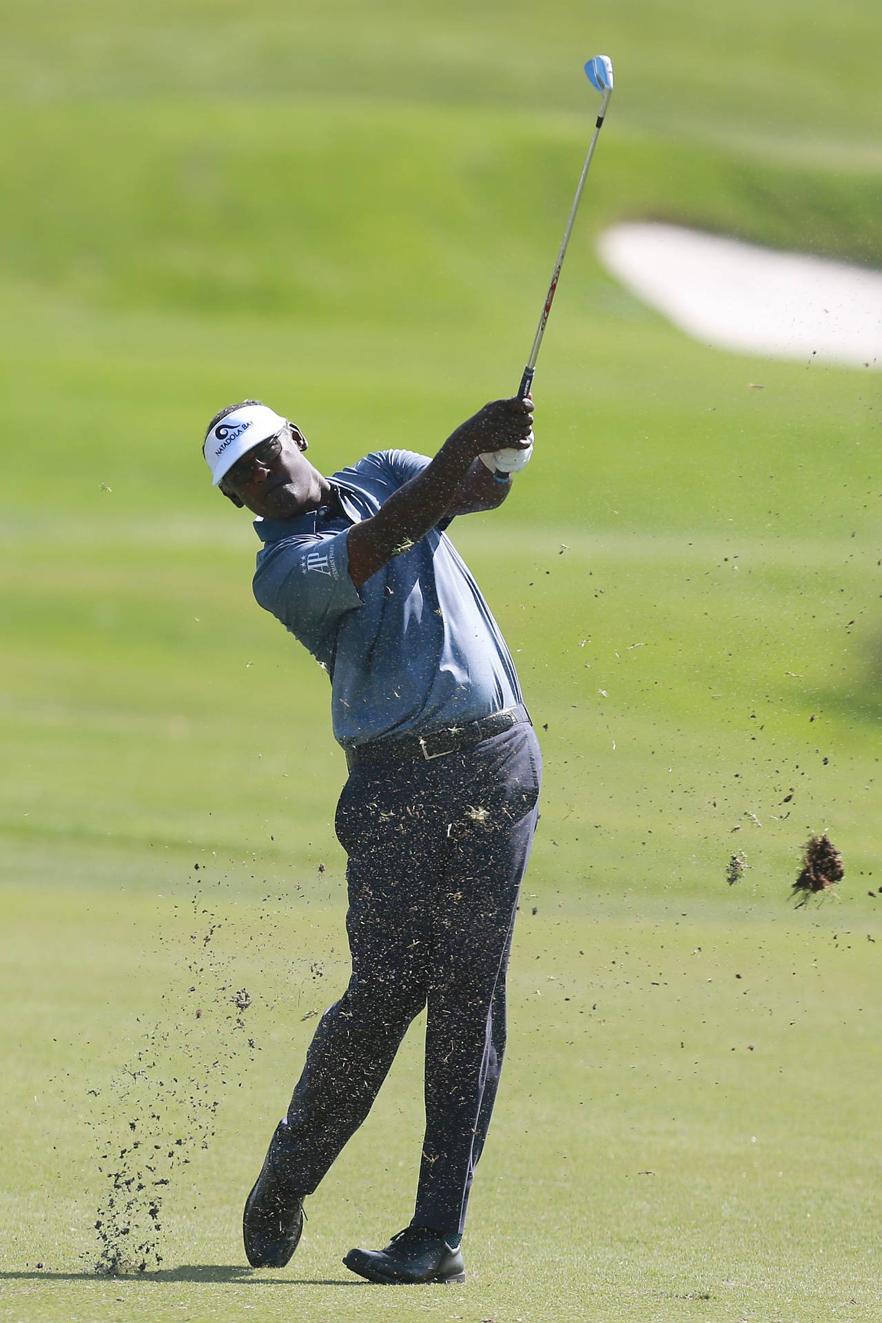 Vijay Singh Swinging Golf Club Portrait Background