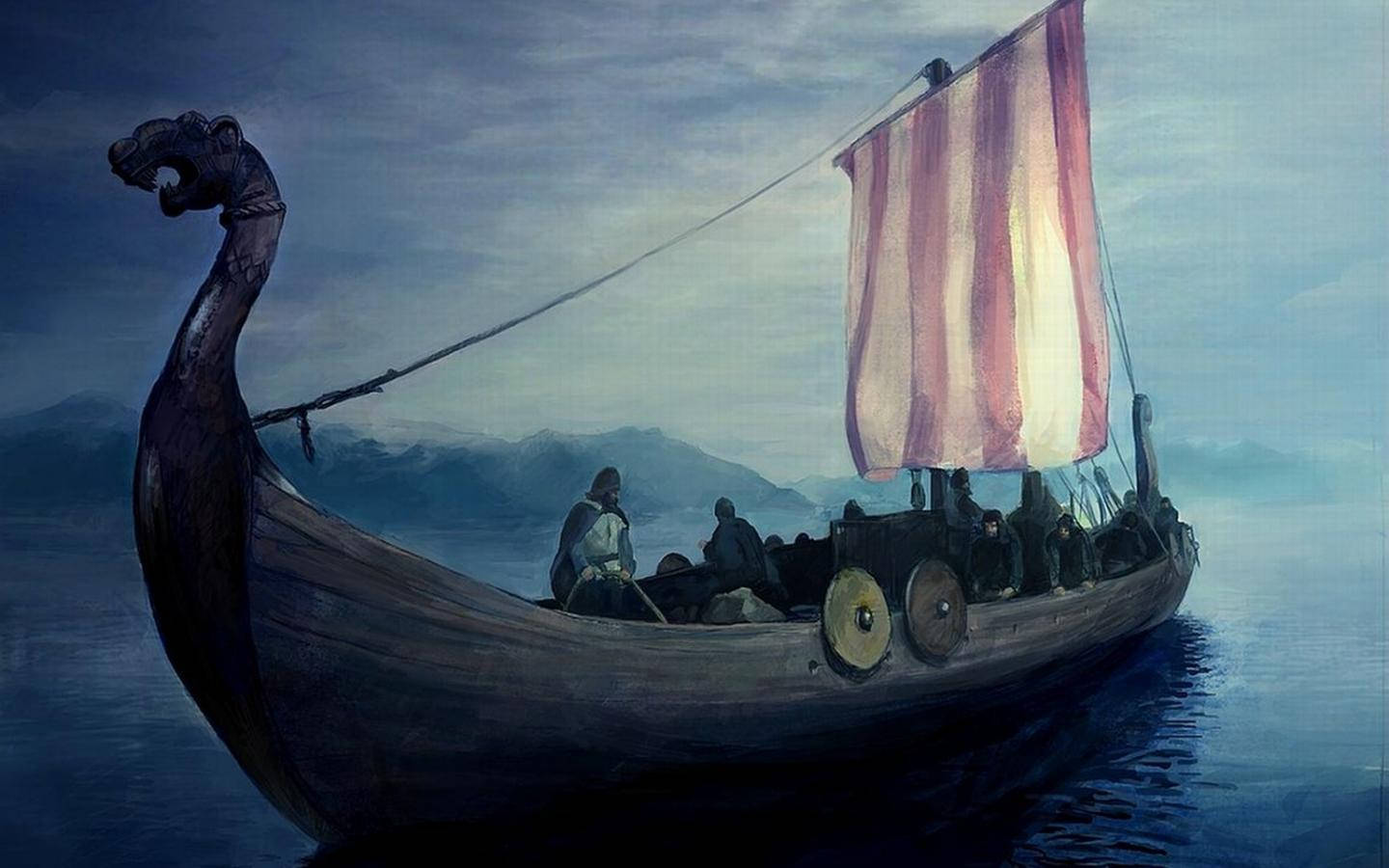 Viking Dragonship Artwork Background