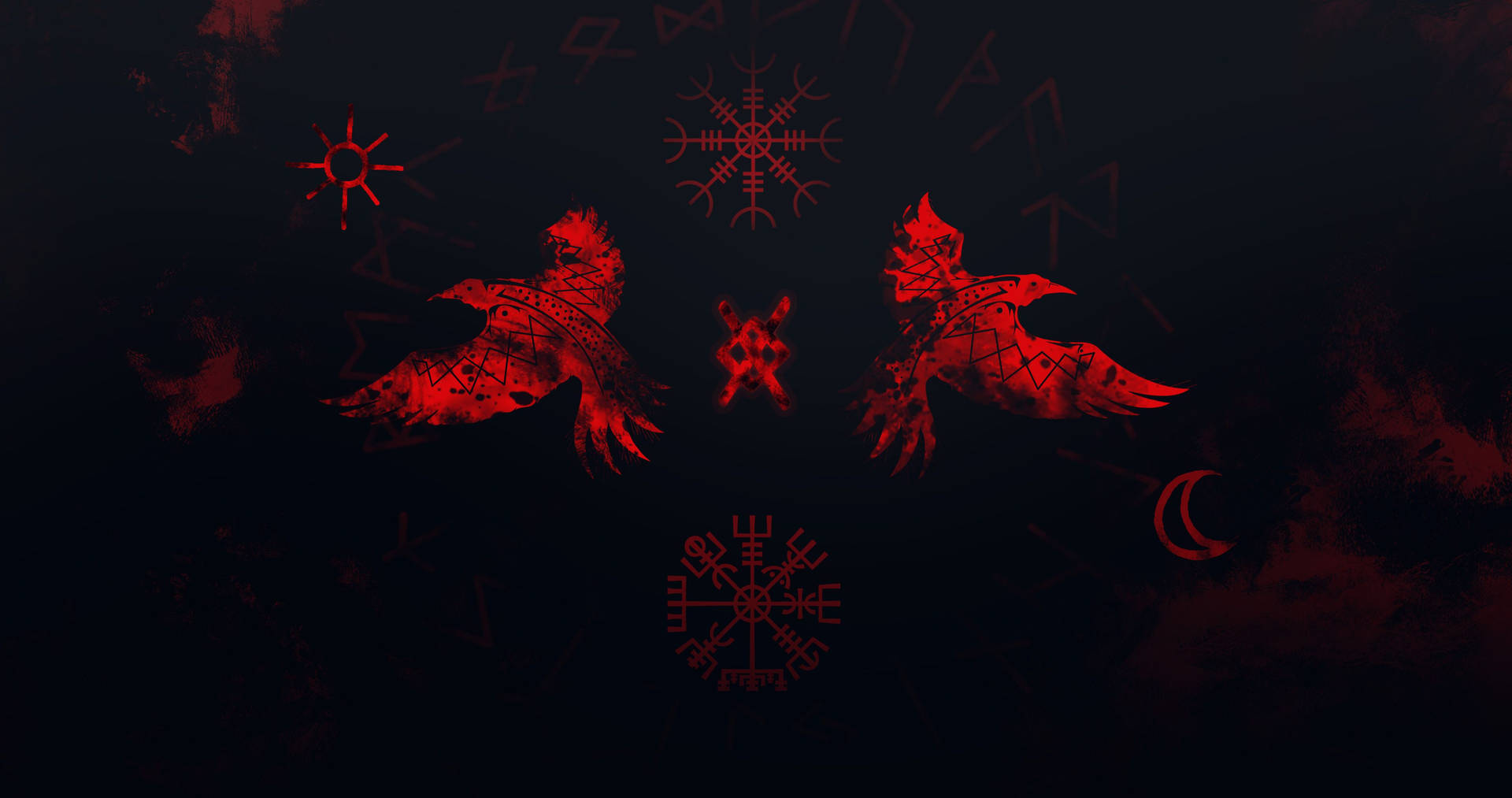 Viking Ravens Dark Art Background