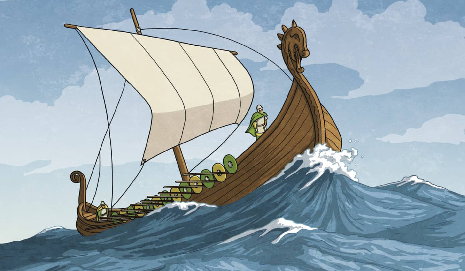 Viking Ship Cartoon Artwork Background