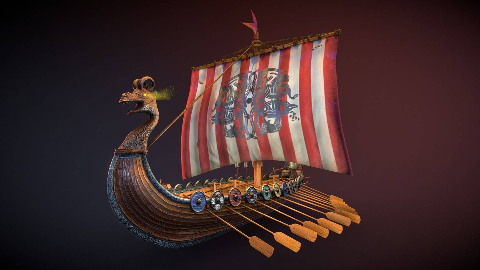 Viking Ship Graphic Art Background