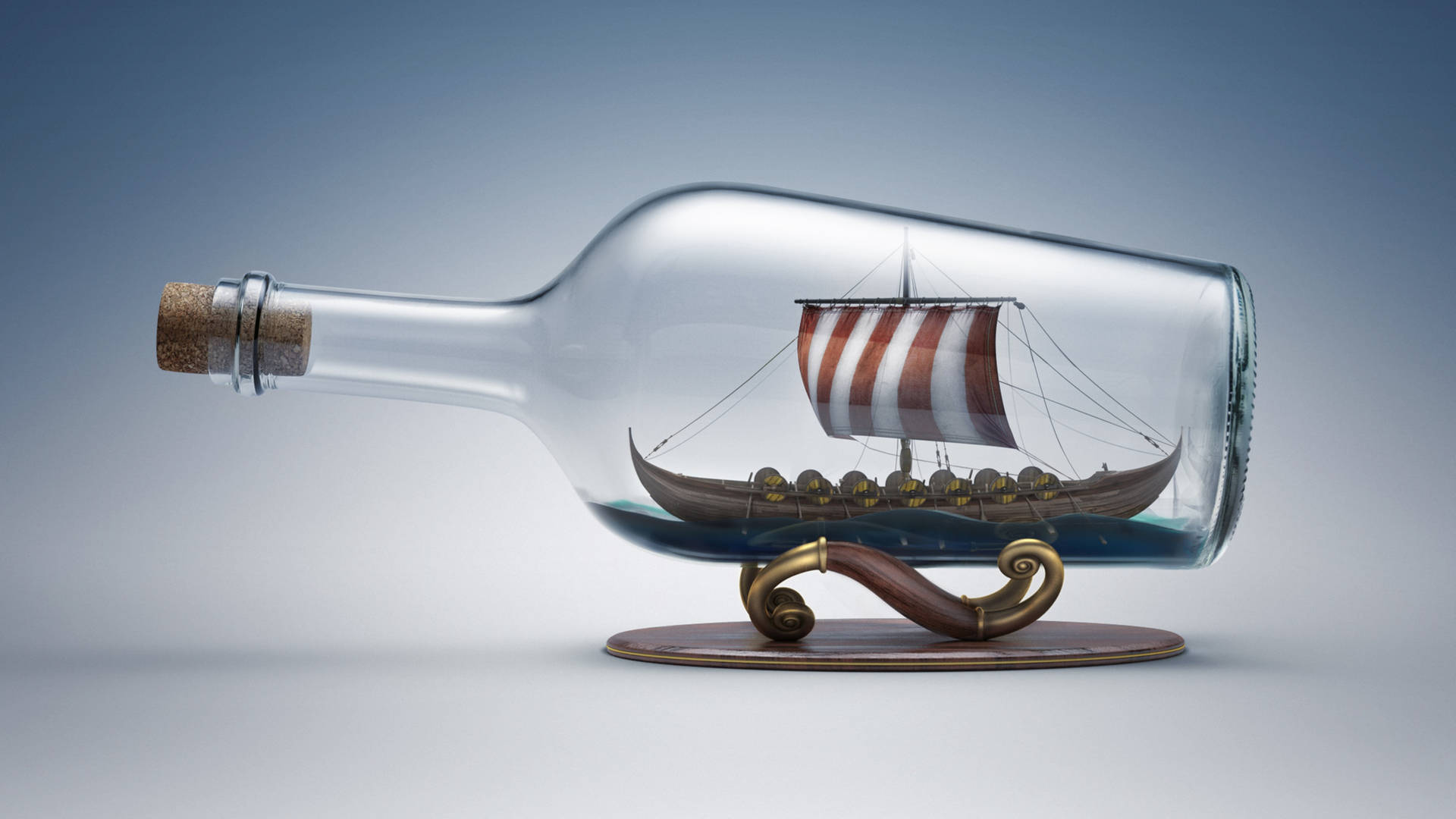 Viking Ship In A Bottle Background