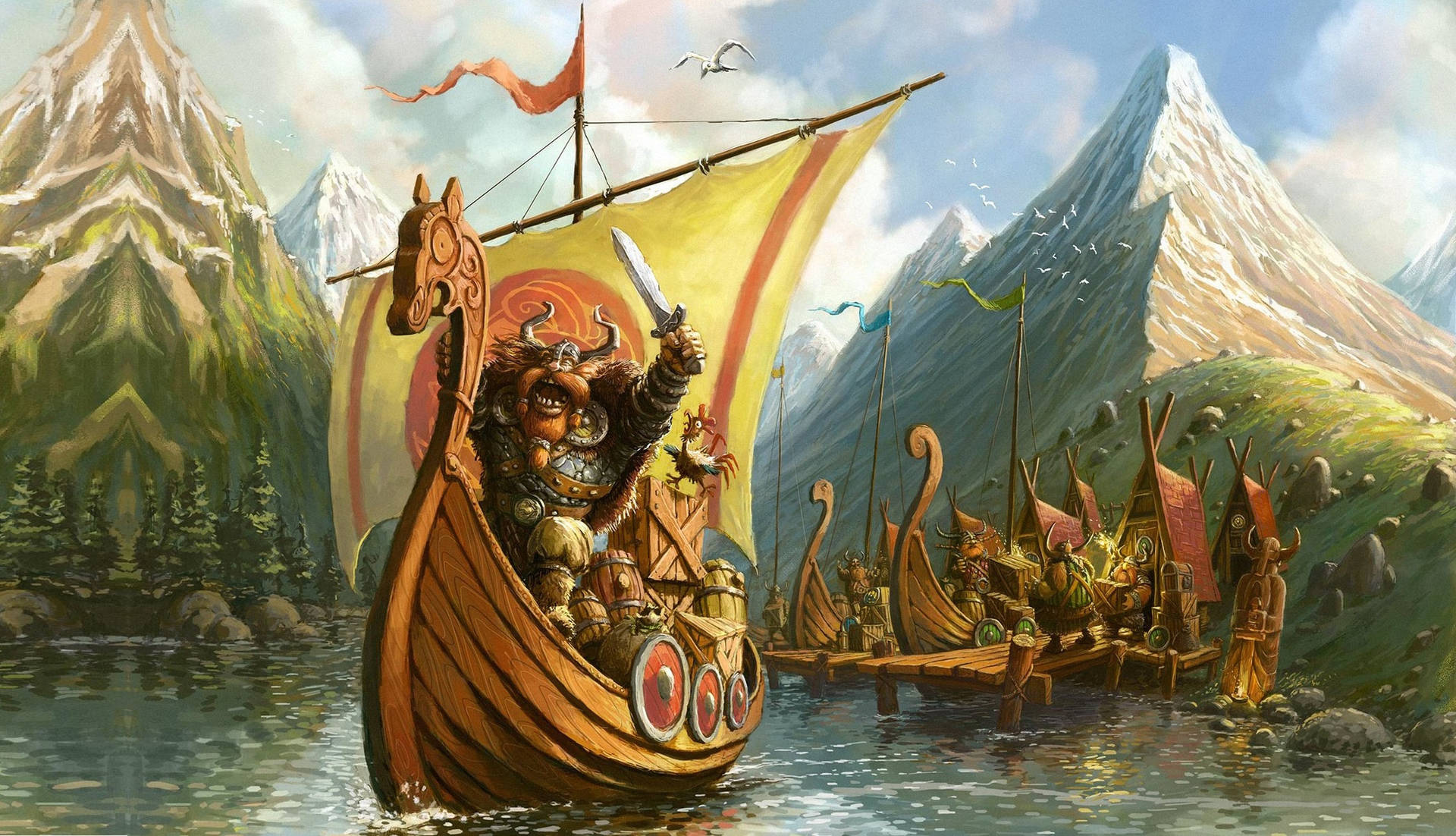 Viking Ship Norsemen Background