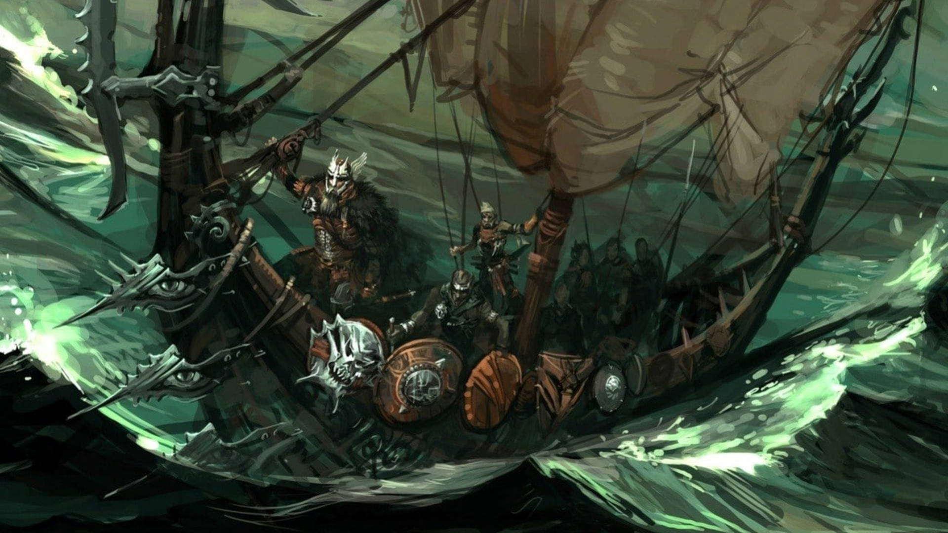 Viking Ship Warrior Tribe Background