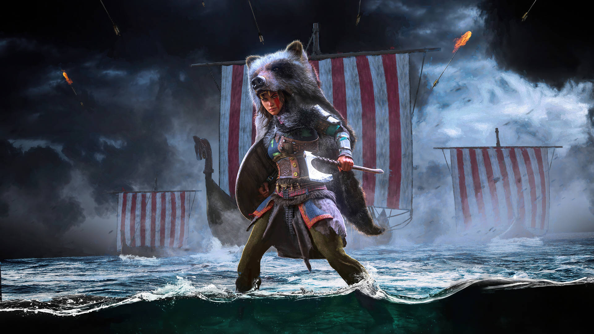 Viking Ships Assassins' Creed Background