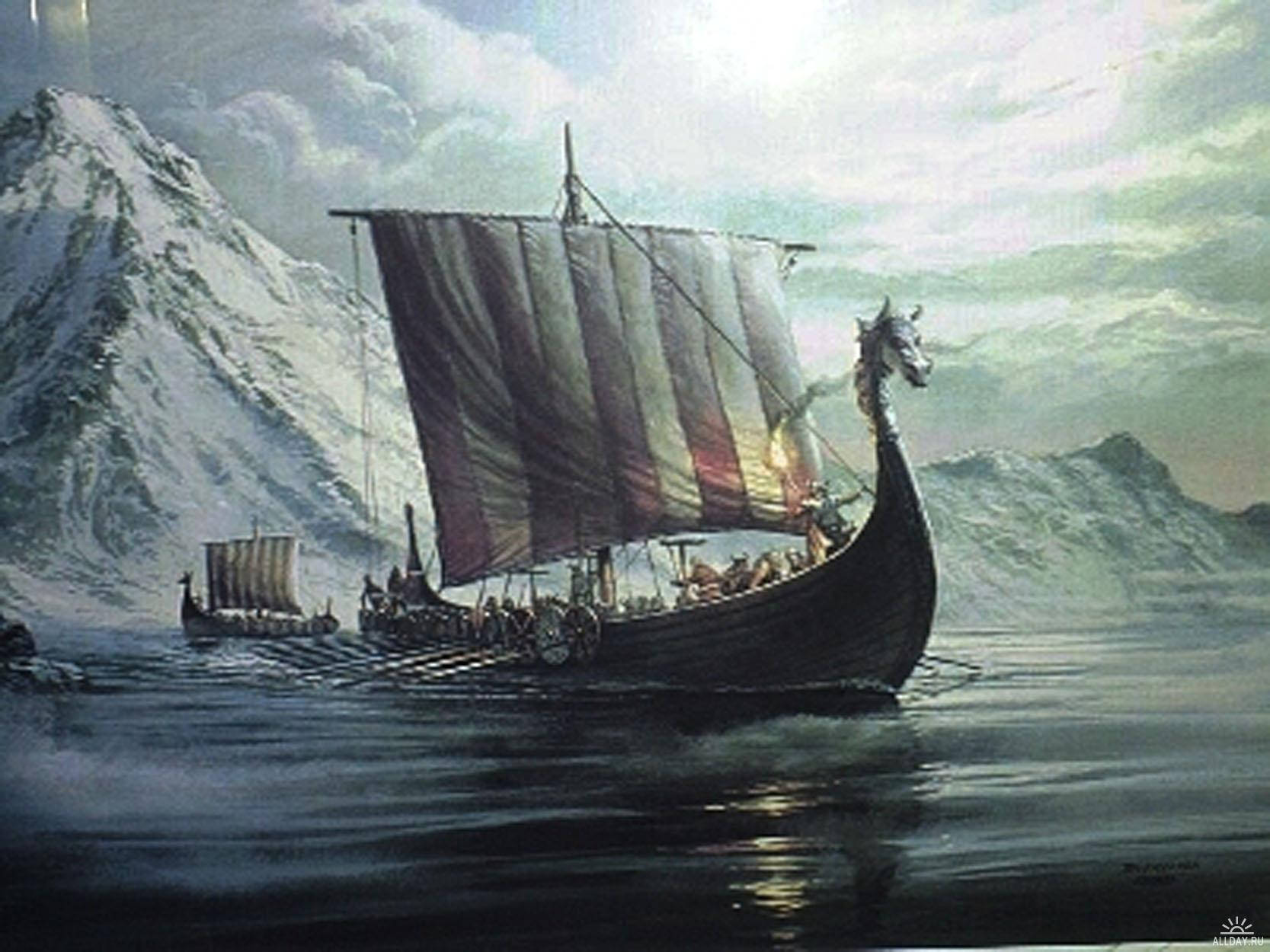 Viking Ships Navigation Background