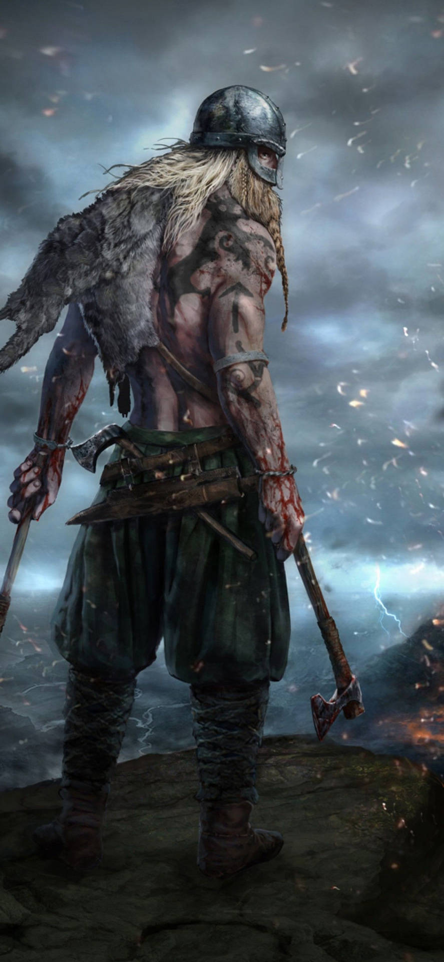Viking Warrior Mobile Art Background