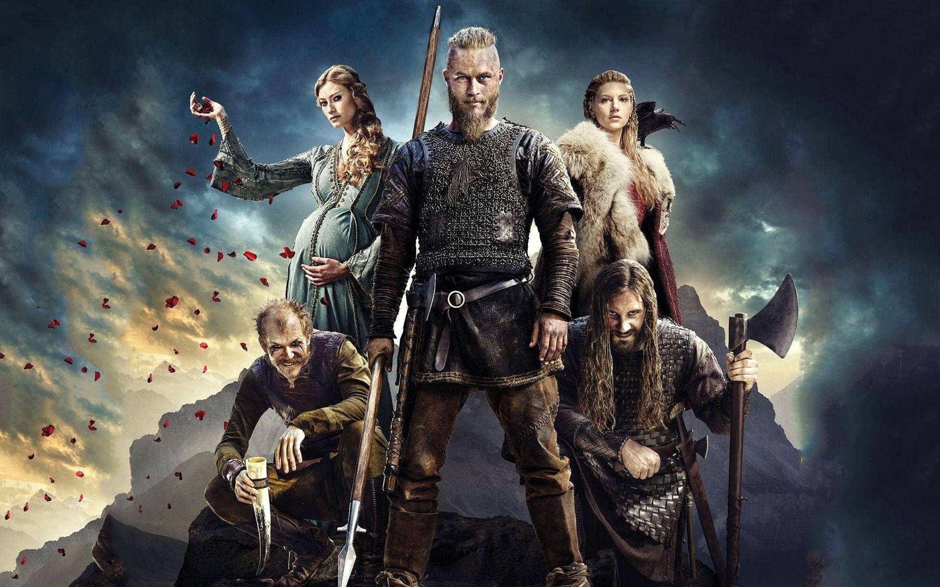 Vikings Characters Dramatic Pose Poster Background