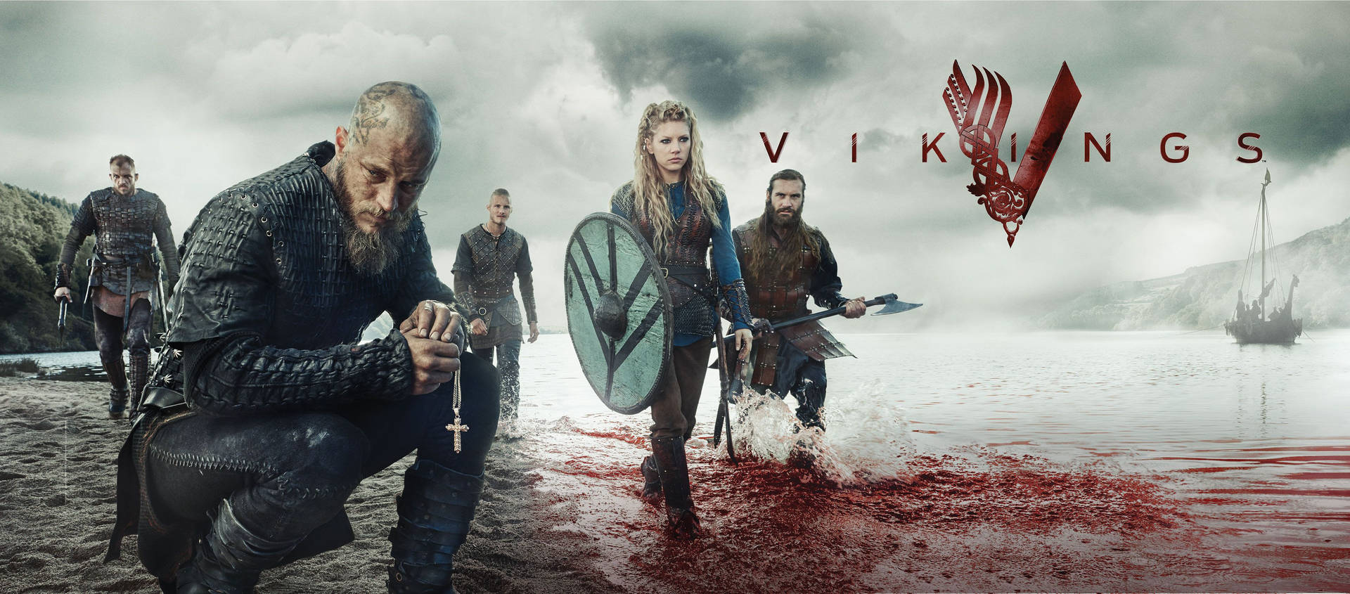 Vikings Characters On Show Poster Background