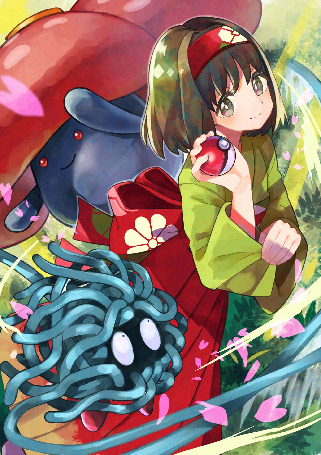 Vileplume And Erika With Tangela Background