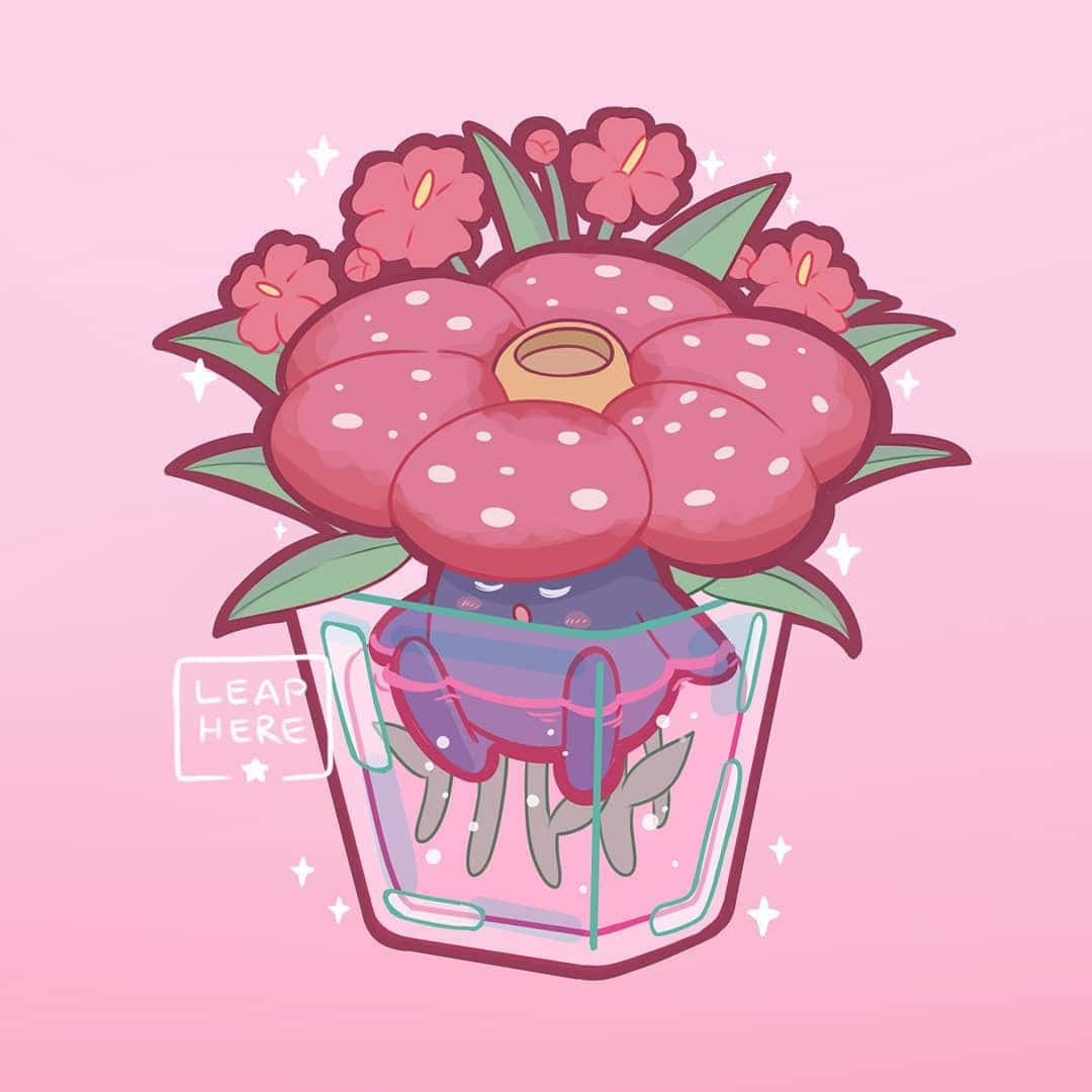 Vileplume Inside A Flower Vase Background