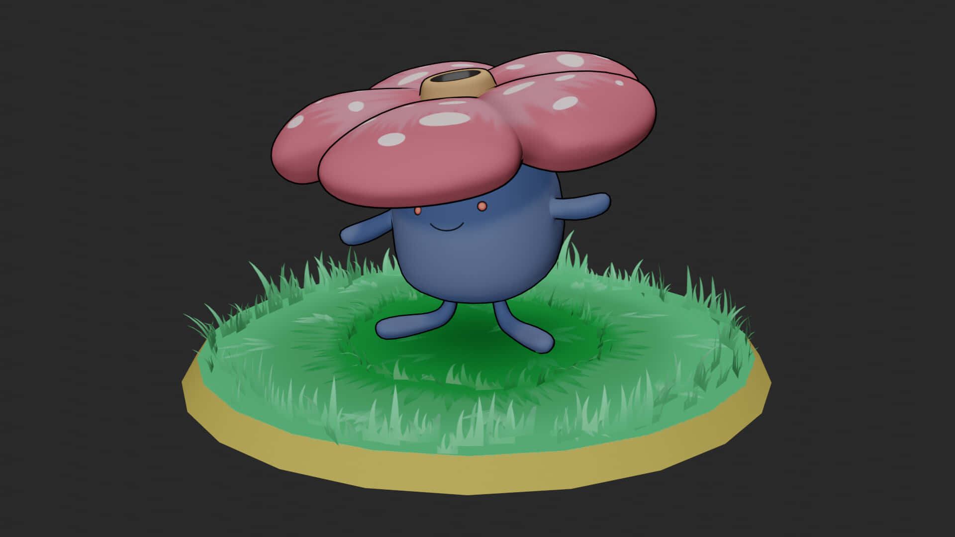 Vileplume Standing On A Circular Stump Background