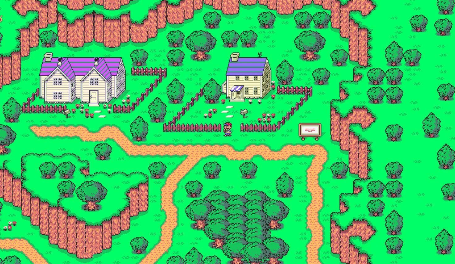 Village And Field Landscape In Earthbound Background