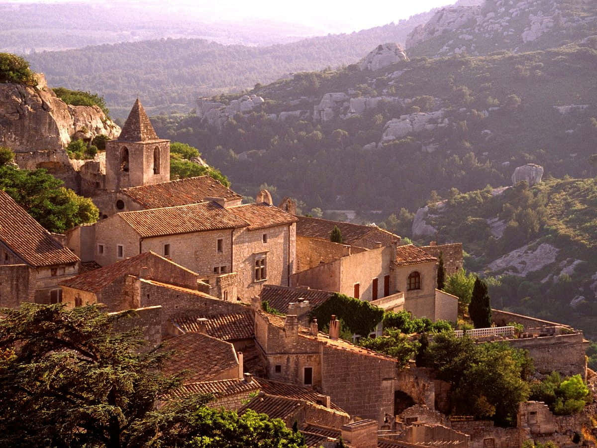 Village In France Les Baux-de-provence Background