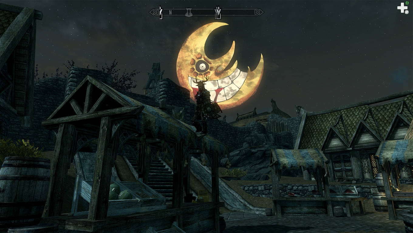 Village Under Soul Eater Moon Background