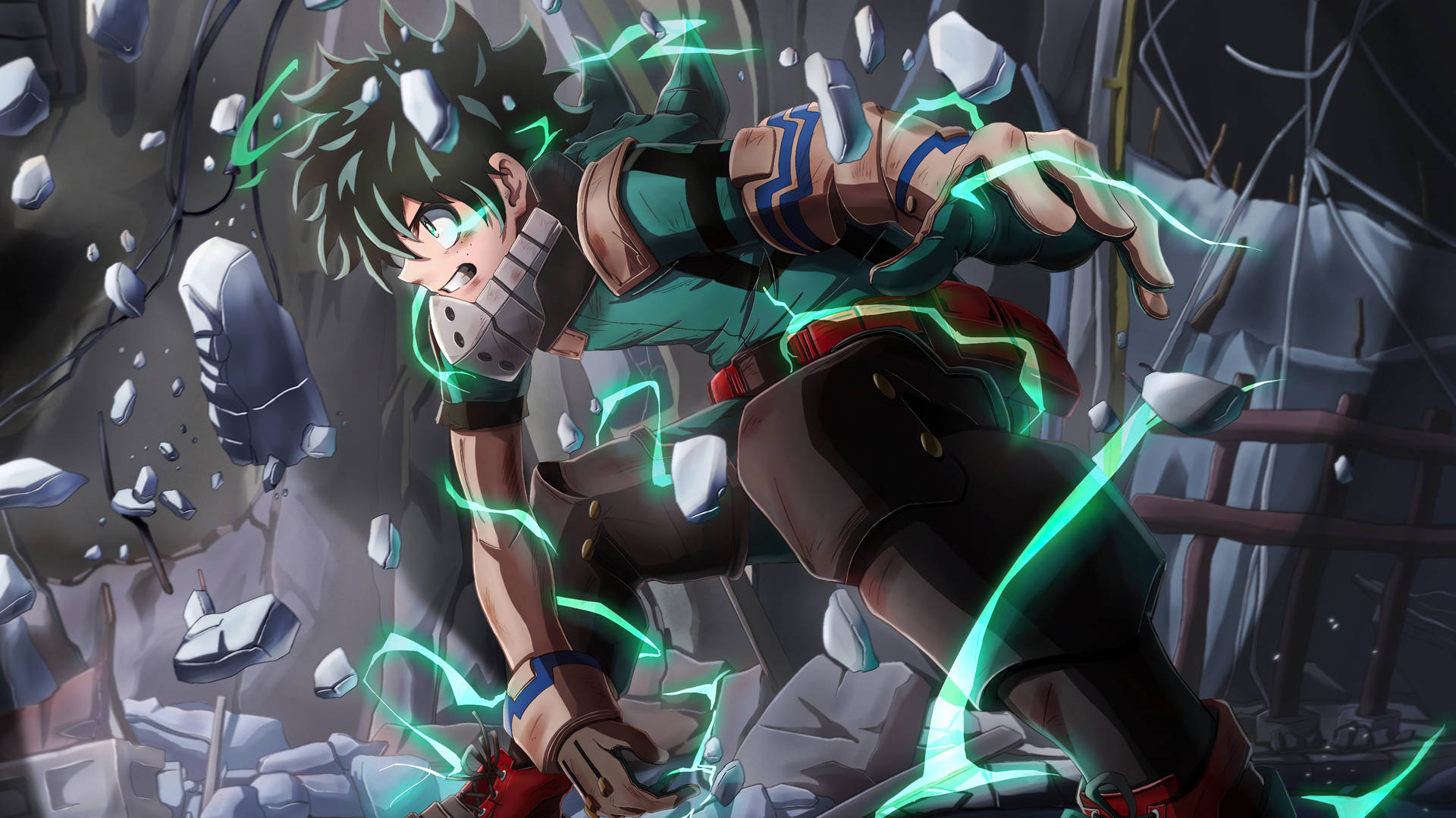 Villain Deku Smashing Rocks