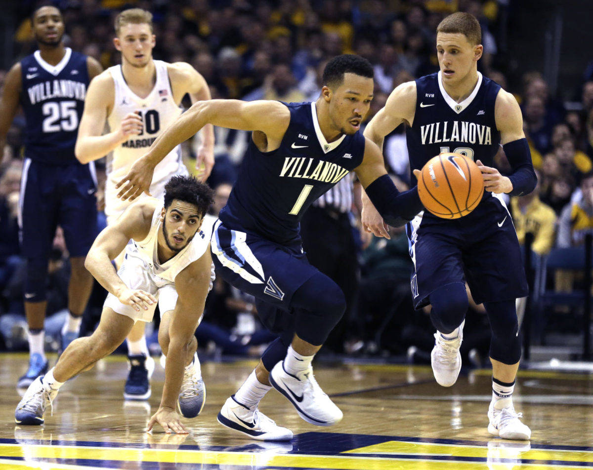 Villanova Wildcats Guard Jalen Brunson In Action Background