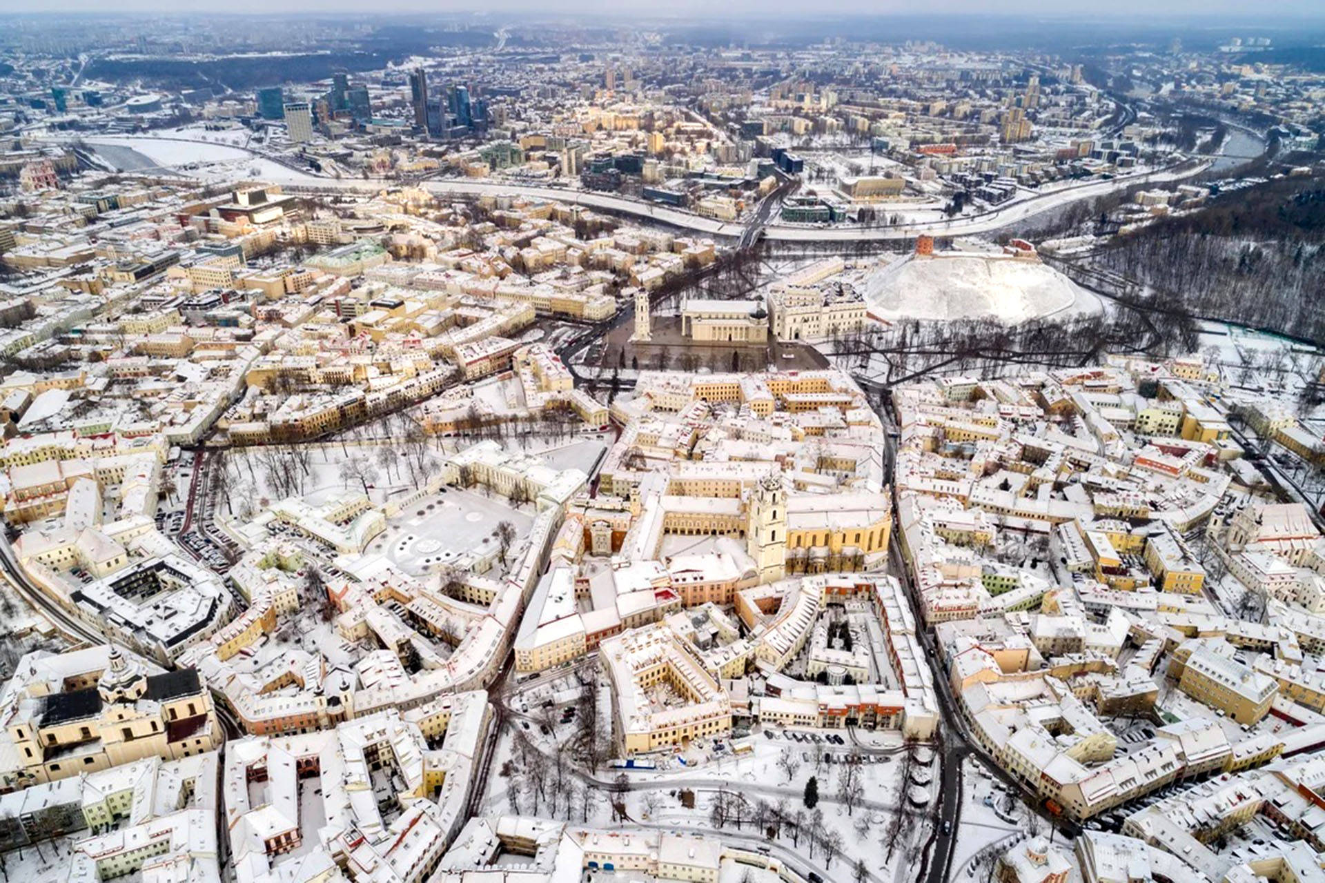 Vilnius Old Town At Winter Background