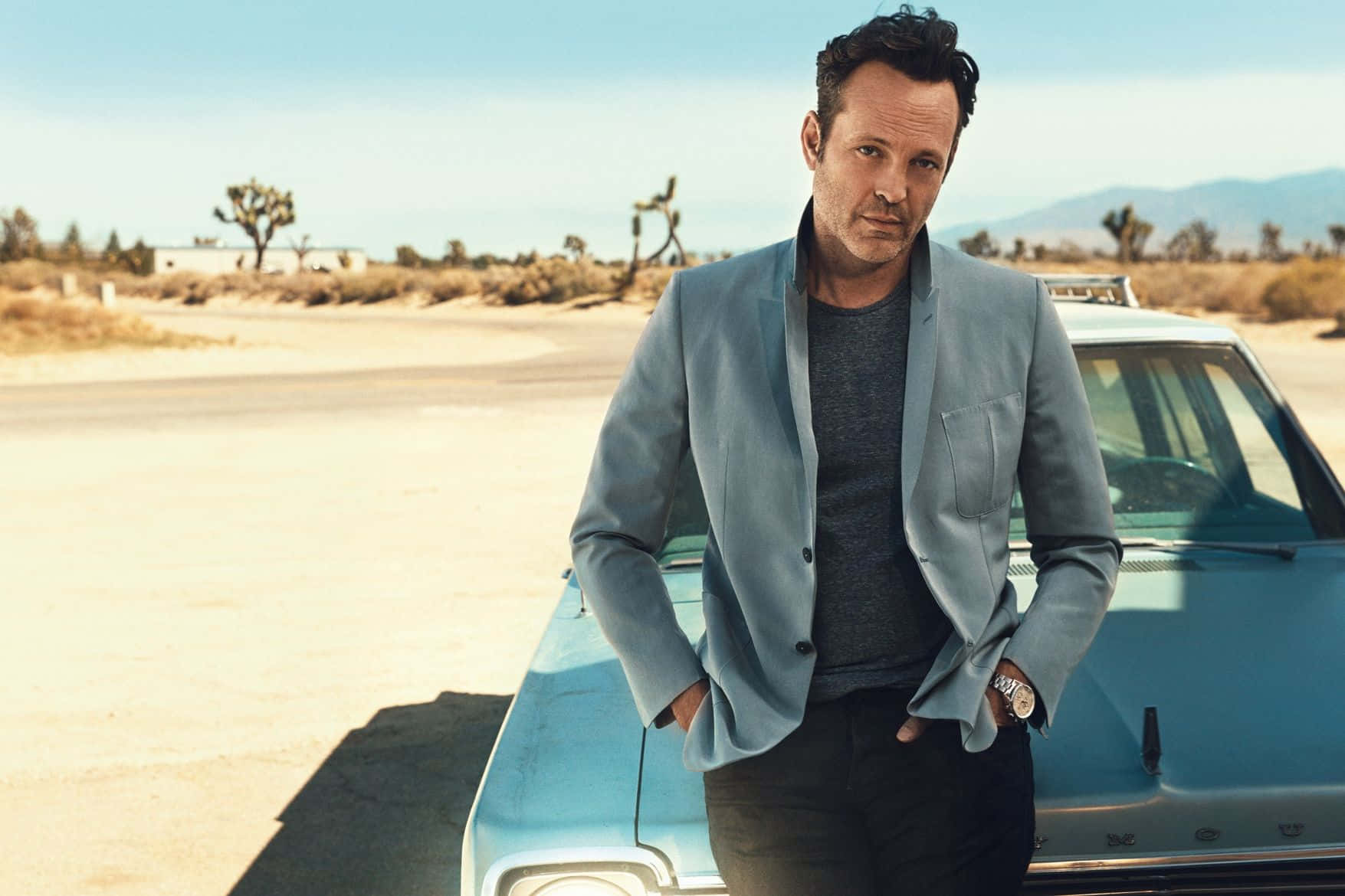 Vince Vaughn Striking A Pose For A Photoshoot Background