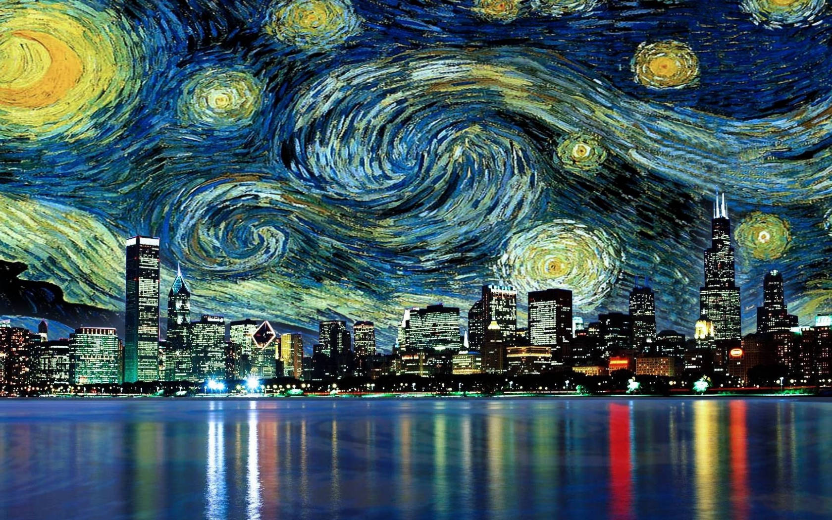 Vincent Van Gogh City Lights Background