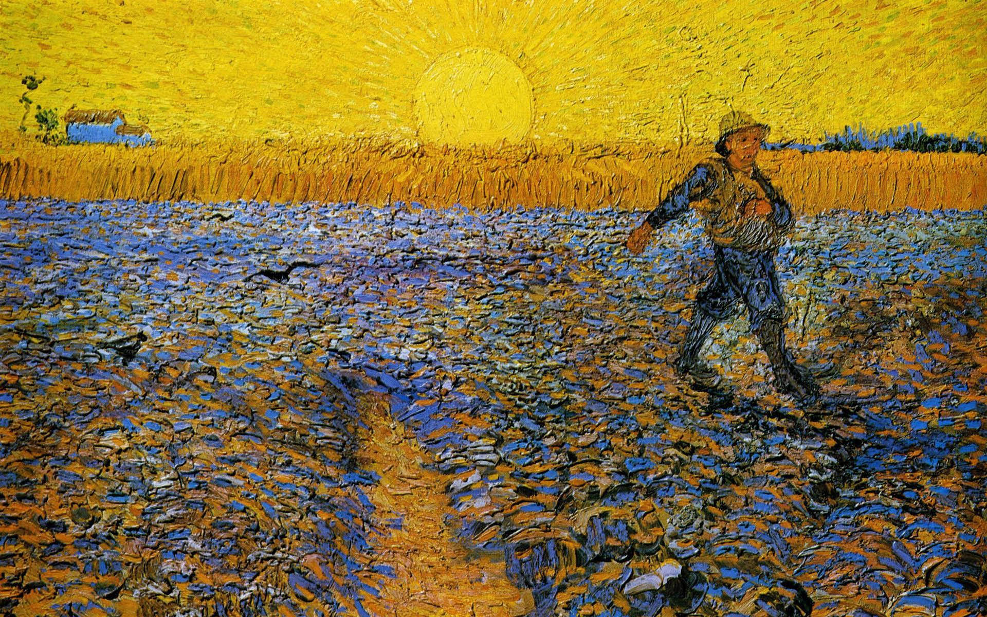 Vincent Van Gogh Sower At Sunset Background