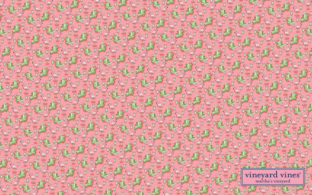 Vineyard Vines Green And Pink Flowers Background