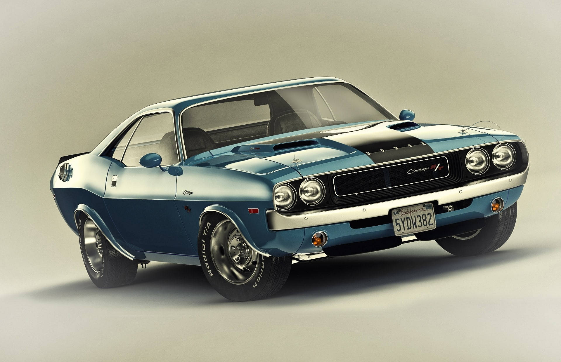 Vintage 1970 Blue Dodge Challenger Background