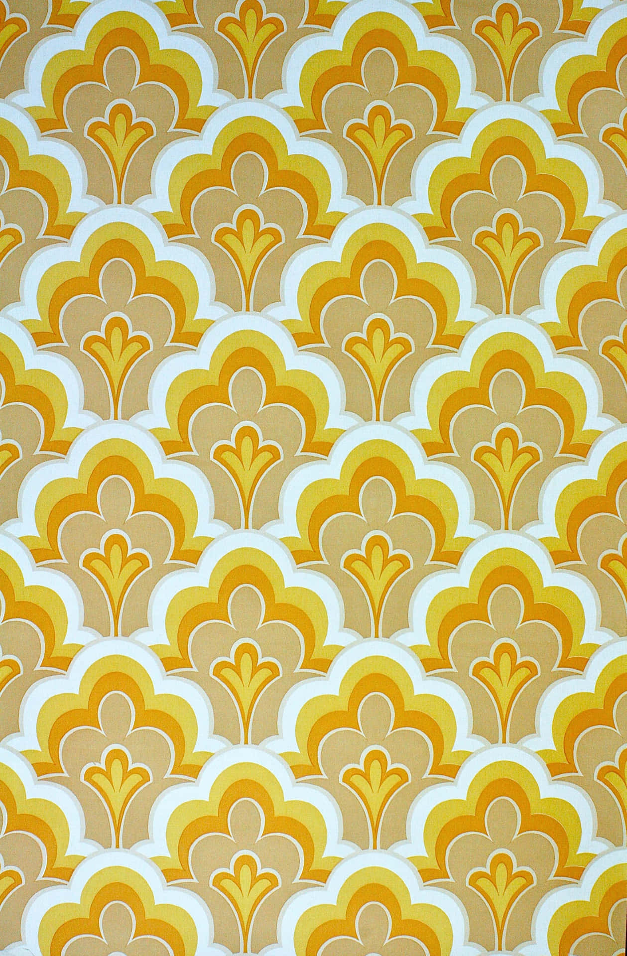 Vintage 60s Geometric Pattern In Yellow Background