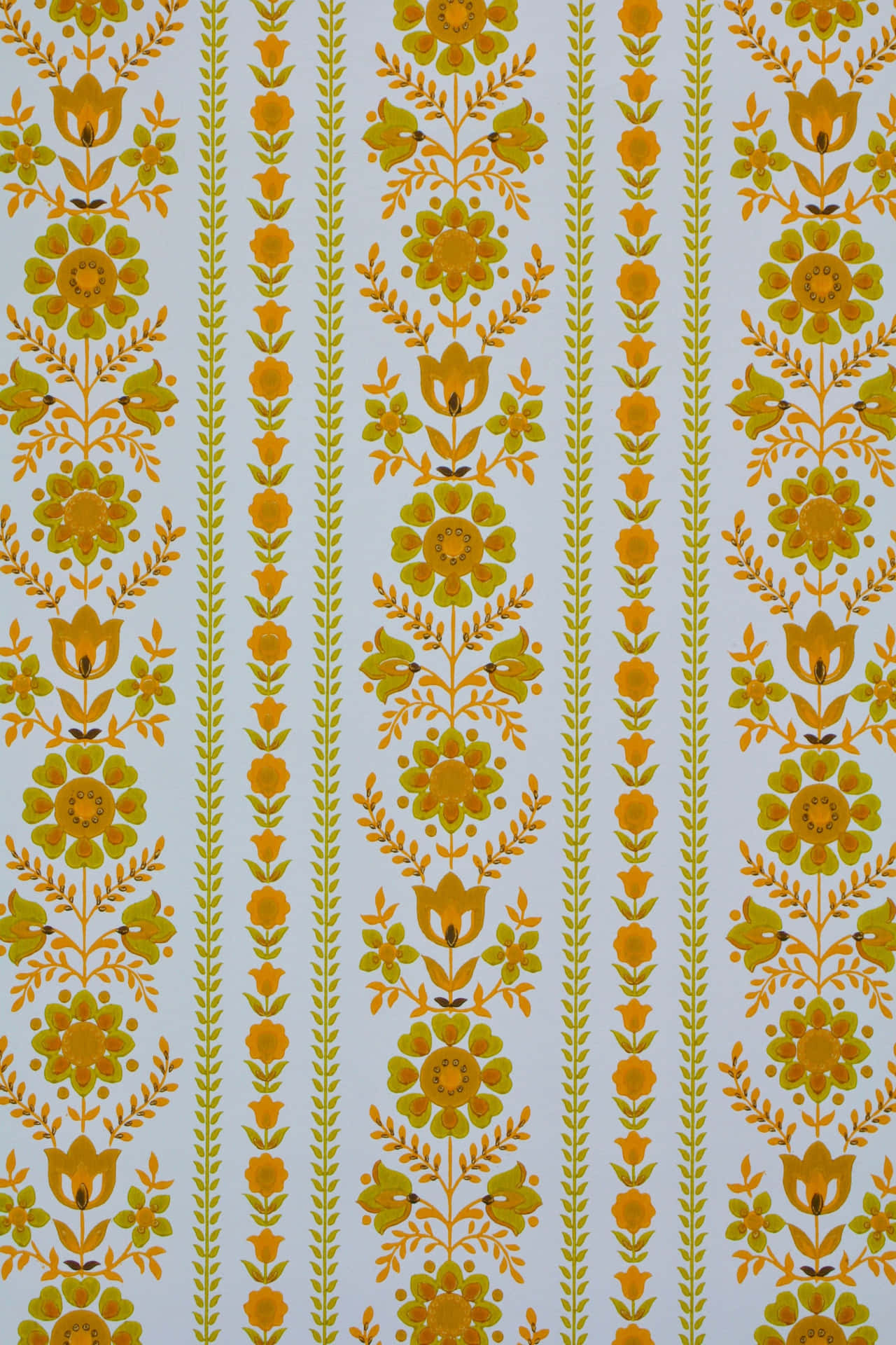 Vintage 60s Golden Vertical Flowers