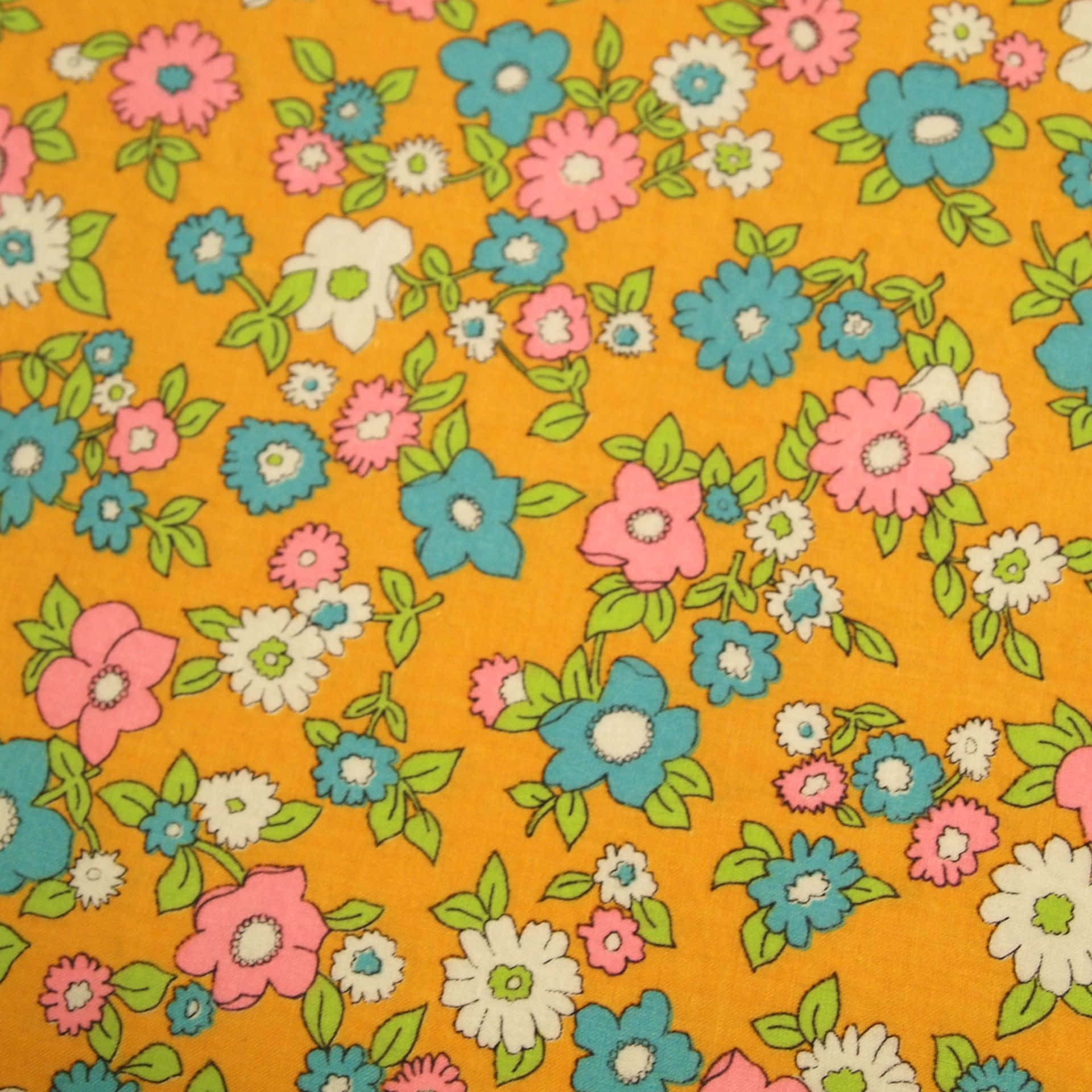 Vintage 60s Pink Blue And White Flowers Background