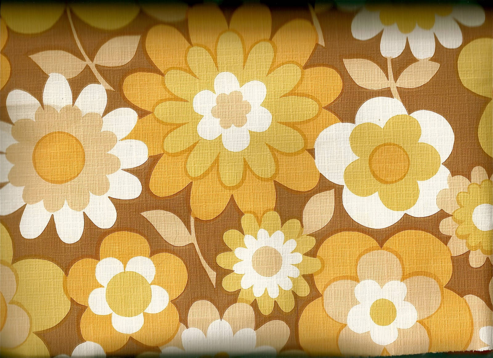 Vintage 70s Daisies And Sunflowers Background