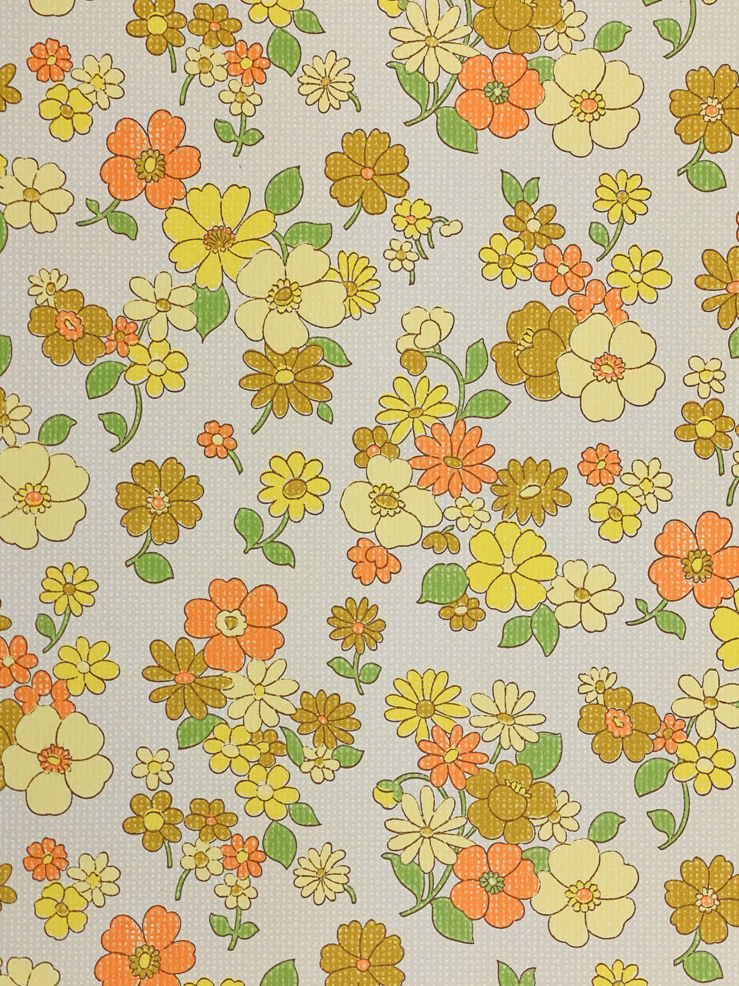 Vintage 70s Floral Fabric Design