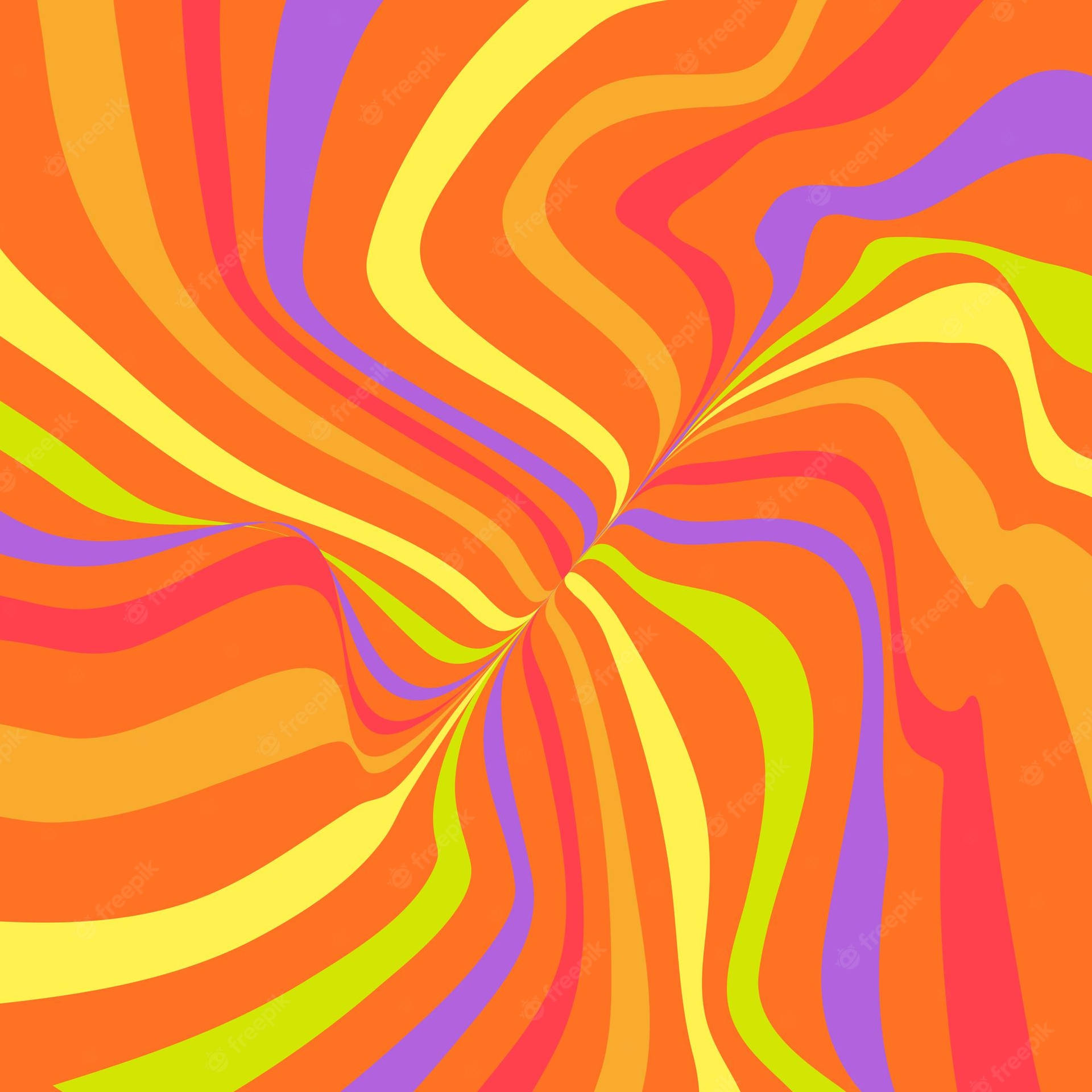 Vintage 70s Orange And Purple Swirls Background