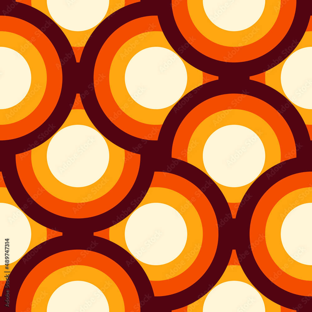 Vintage 70s Orange Swirls Background